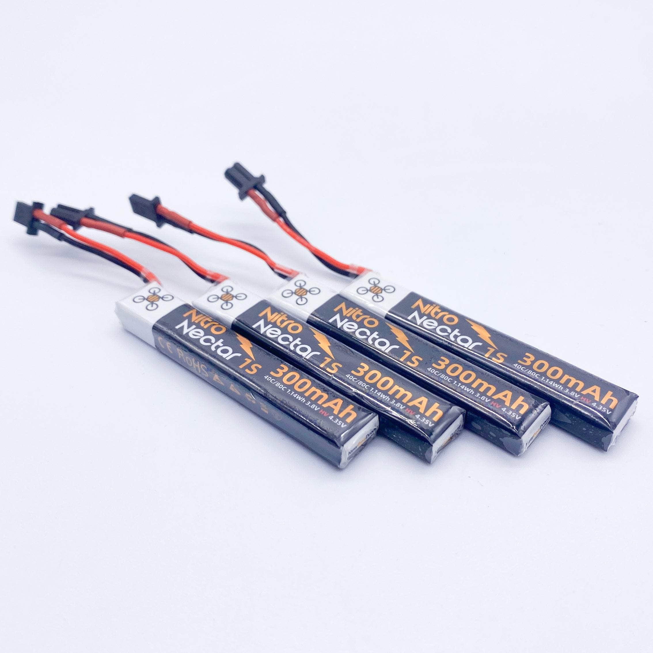  NewBeeDrone Nitro Nectar Gold 300mAh 1S HV LiPo Battery with GNB27 (4 Battery)、mySite、merchandisen