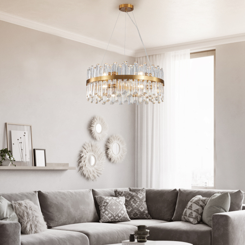 23.6 Inches Luxury Chandeliers Crystal Living Room Bedroom Decorative Lights Simple Modern Dining Room LED Lighting,for Home Decor (Bulbs Not Included)、、eastwooduniform