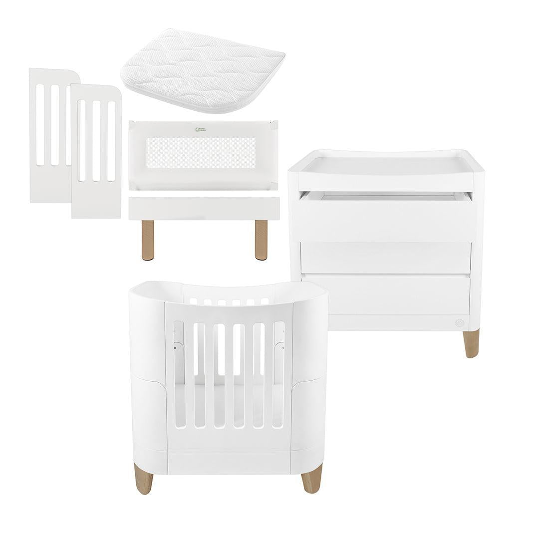  Gaia Baby Serena Mini Cot + Bedside Crib Set (Incl Bedside mattress) Mini Cot and Dresser - White / Natural、mySite、merchandisen