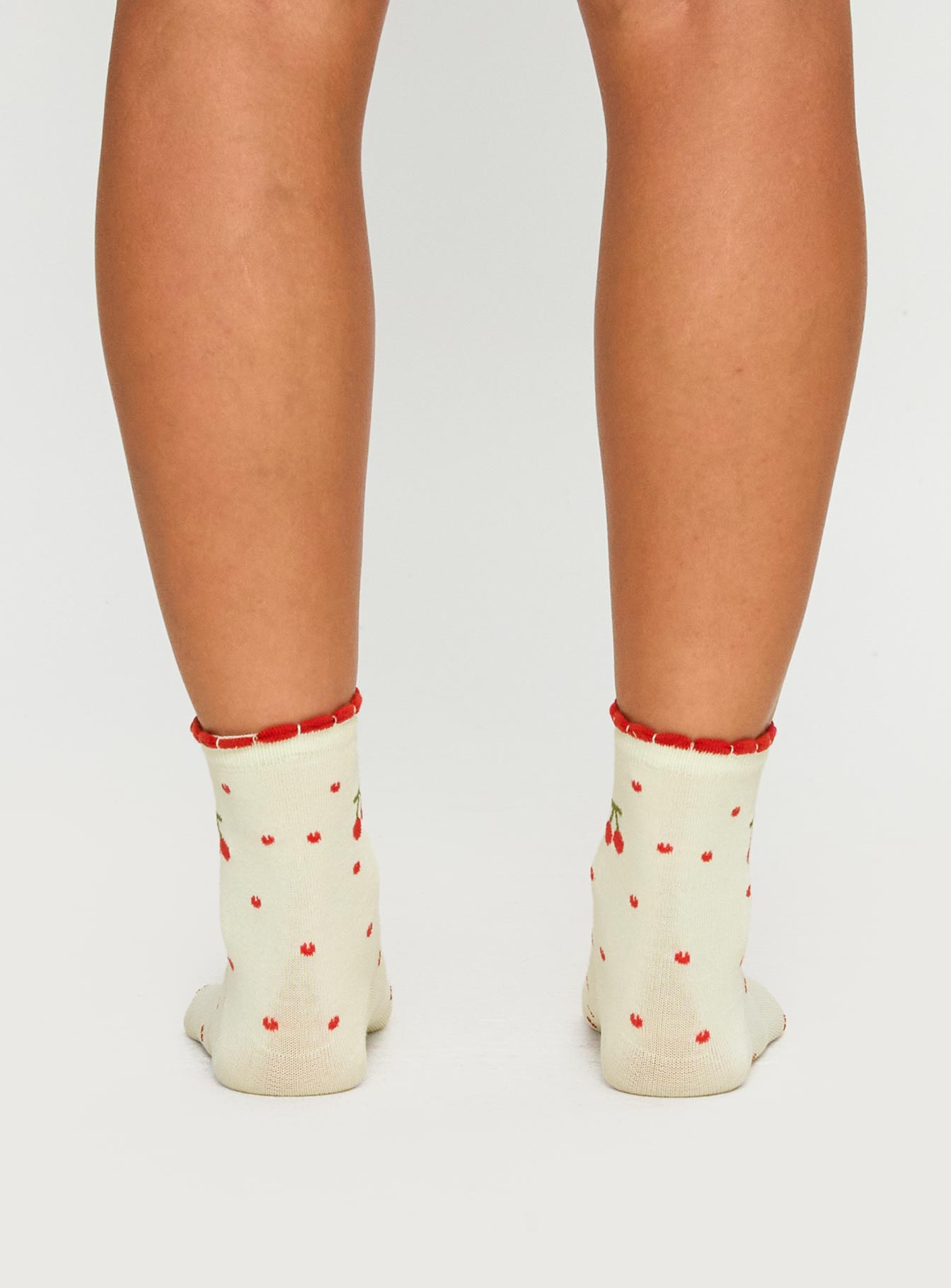 Sweet Cherries Socks Cream / Red、mySite、solidvoid
