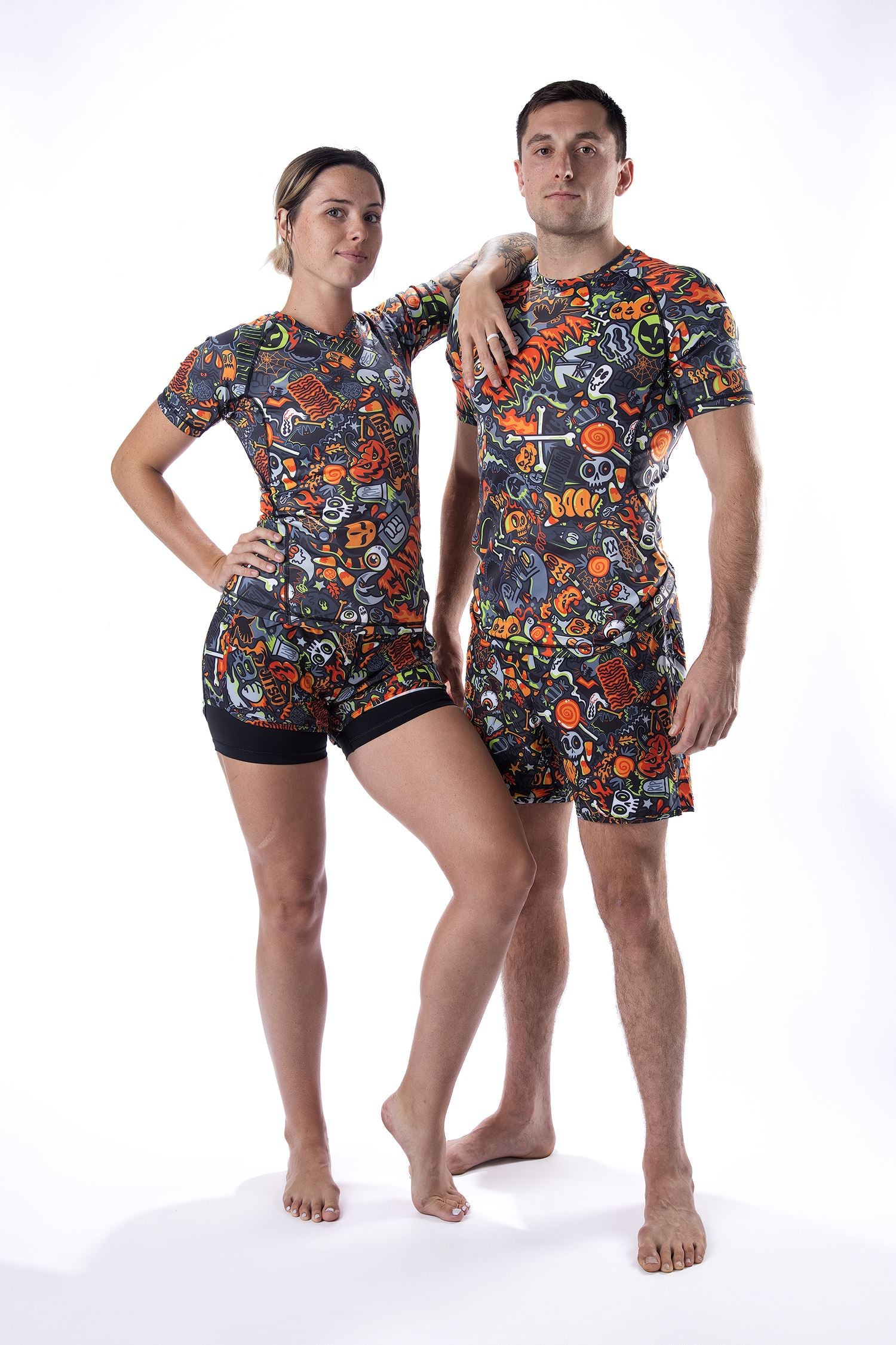 Men's Halloween Wotto Doodle Jiu Jitsu Rashguard - Short Sleeve、mySite、gigharbornorthrealestate