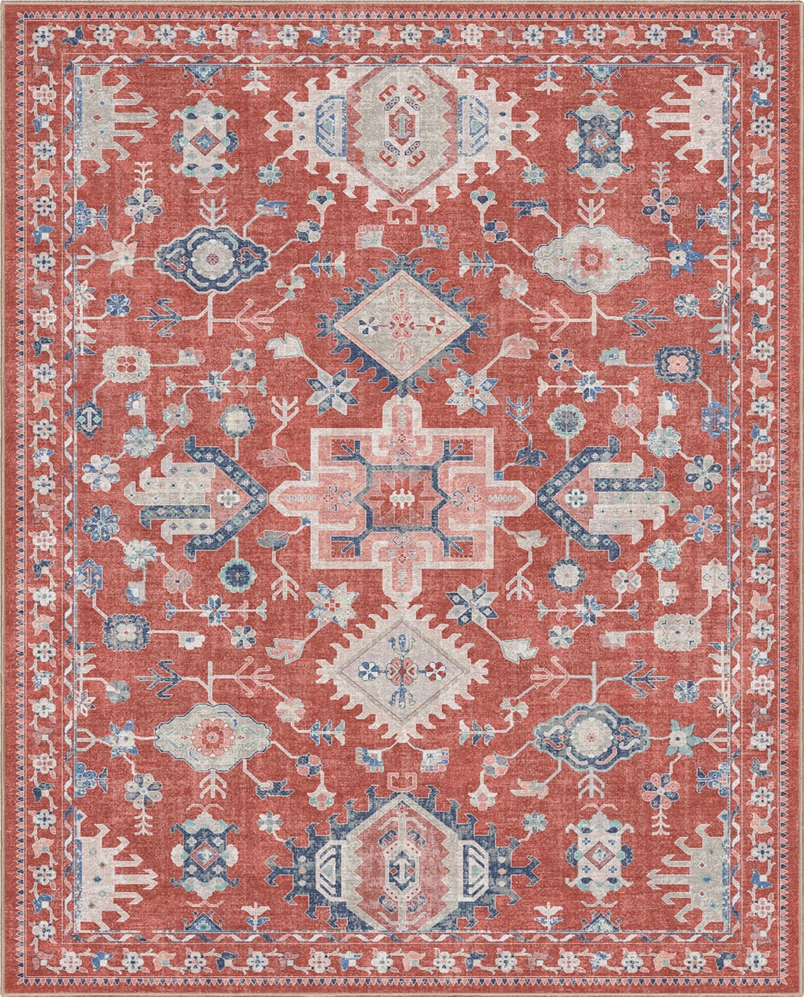 Delhi Vintage Medallion Diamond Pattern Rug – Easy Clean, Stylish Elegant Design、mySite、gigharbornorthrealestate