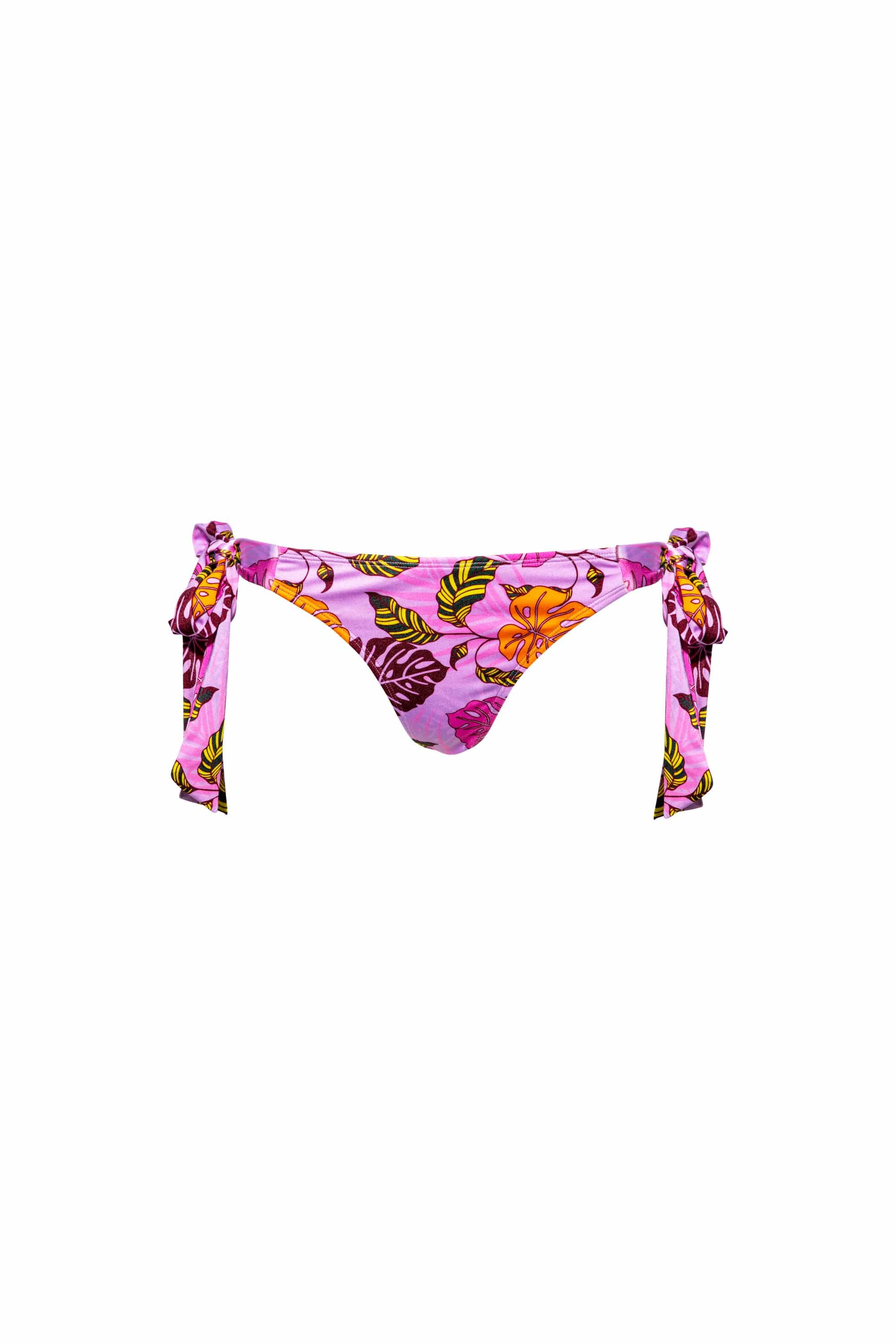 Riley Mix & Match Pink Palm Print Tie Side Bikini Bottom、mySite、bengalsvssteelers