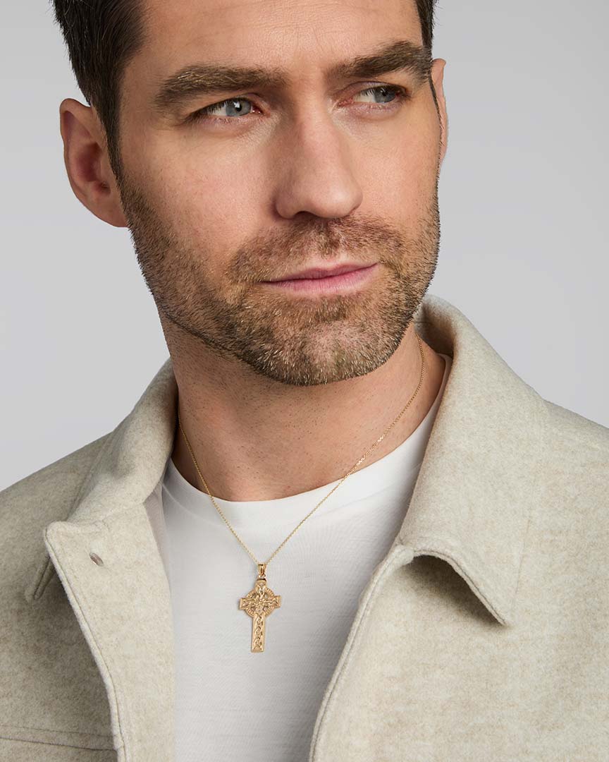 14K Gold Large Embossed Celtic Cross、mySite、botmansion