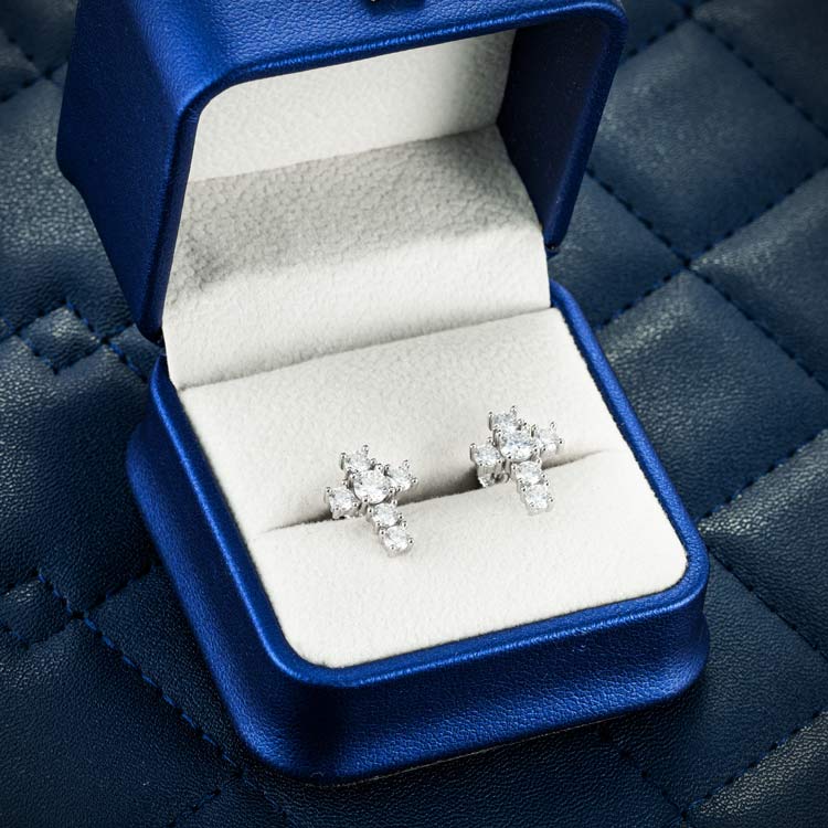 10MM Moissanite Cross Earrings 14K Gold、mySite、hinf8tx79