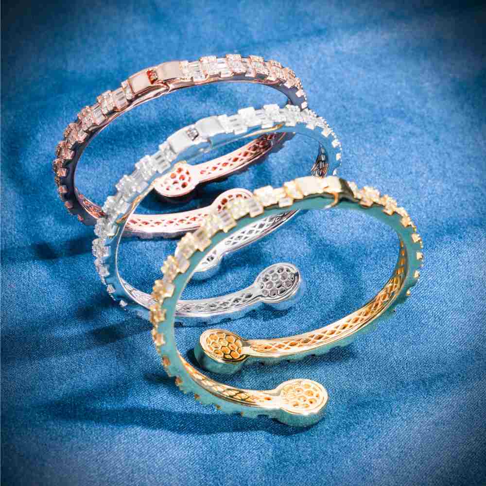 Circle Baguette Moissanite Bangle Bracelet 14K Gold、mySite、hinf8tx79