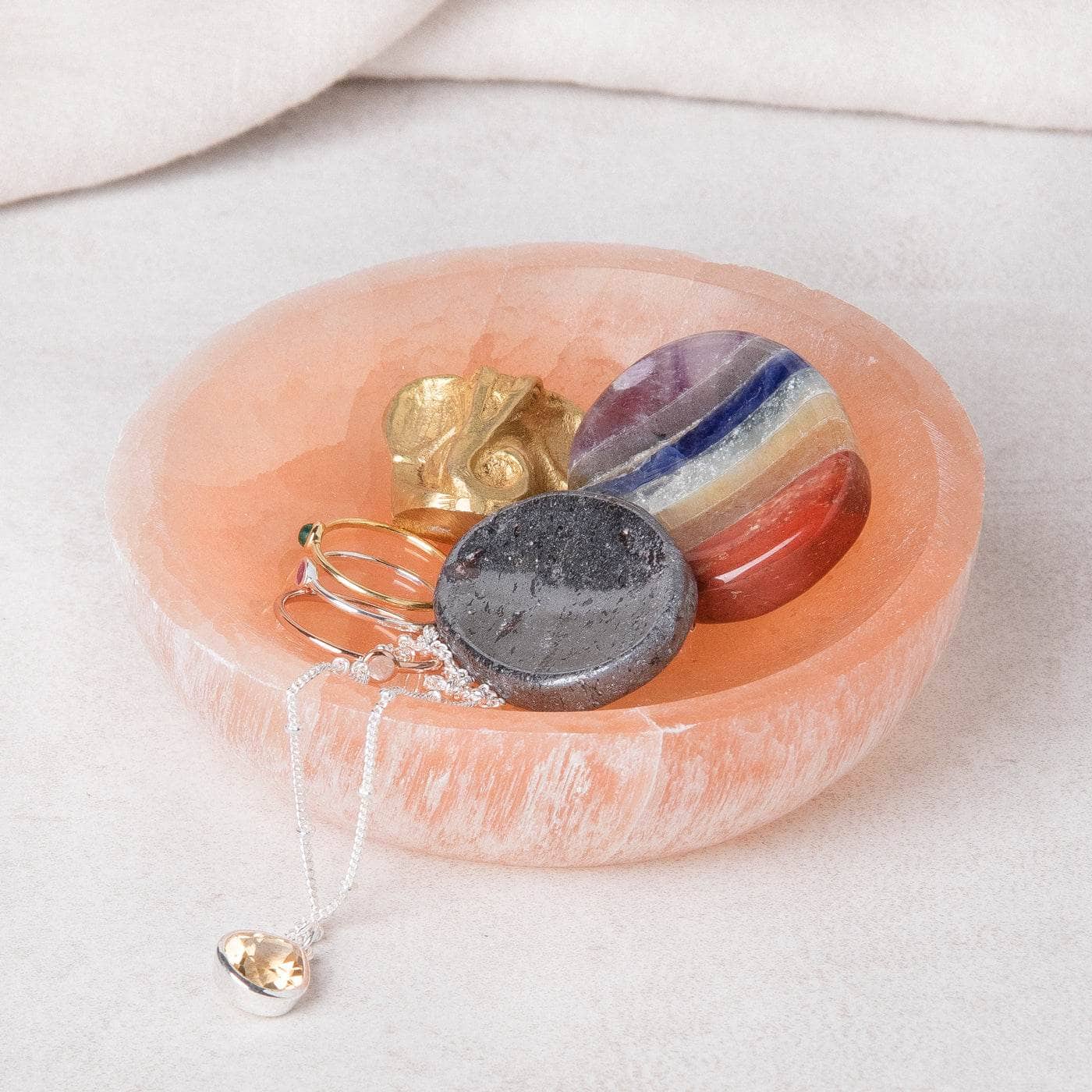 Peach Selenite Crystal Recharging Bowl、mySite、hinf8tx79