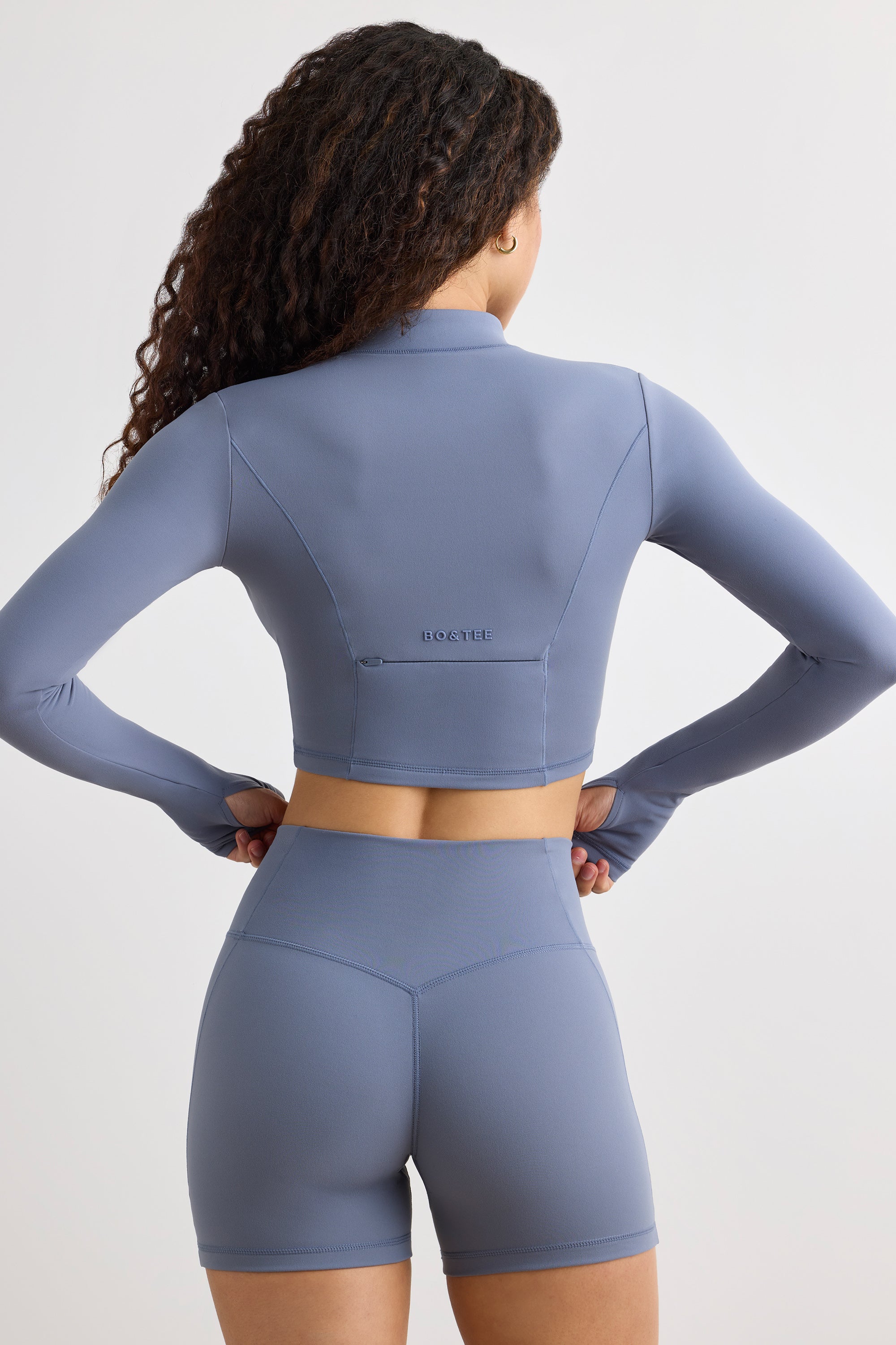 Soft Active Half Zip Crop Top in Slate Grey、mySite、solidvoid