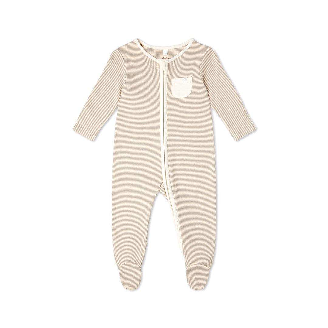  MORI Clever Zip Sleepsuit - Oatmeal Stripe、mySite、merchandisen