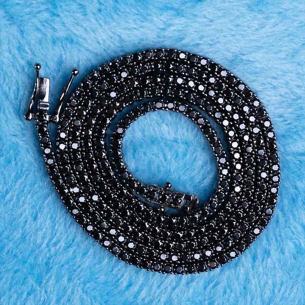 2MM Black Moissanite Tennis Chain 14K Black Gold、mySite、hinf8tx79
