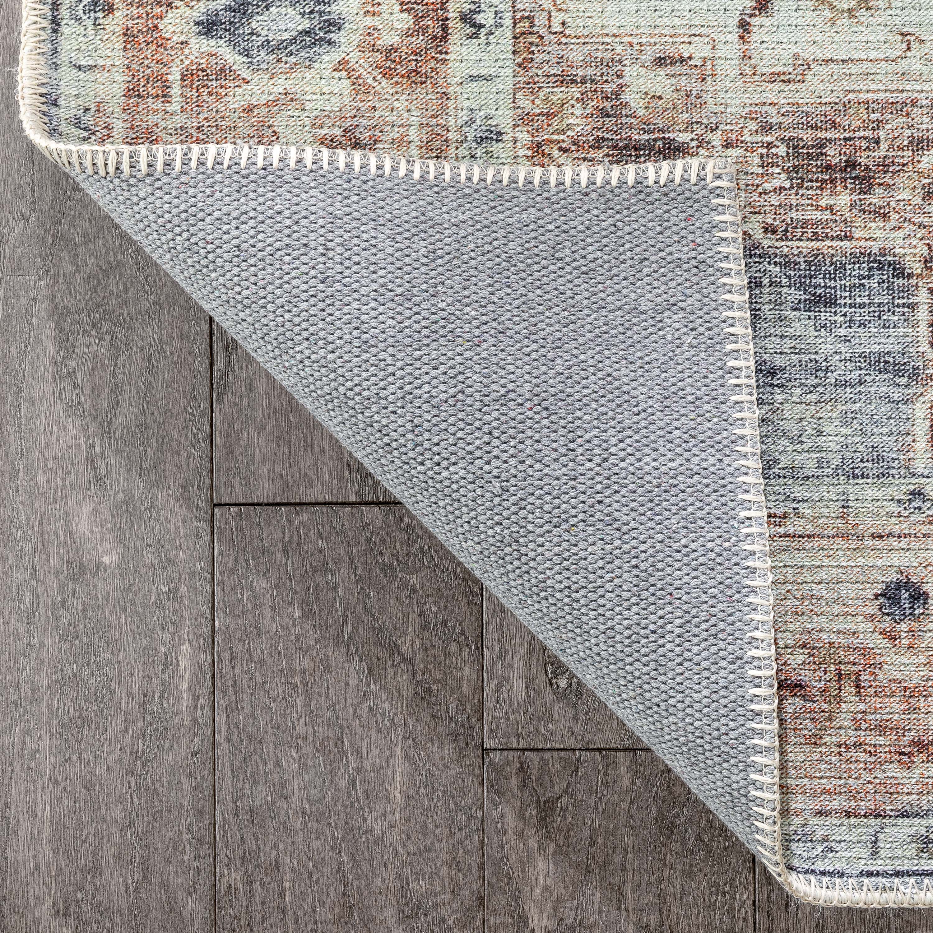 Binita Machine Washable Vintage Medallion Oriental Ivory Rust Flat-Weave Rug、mySite、gigharbornorthrealestate