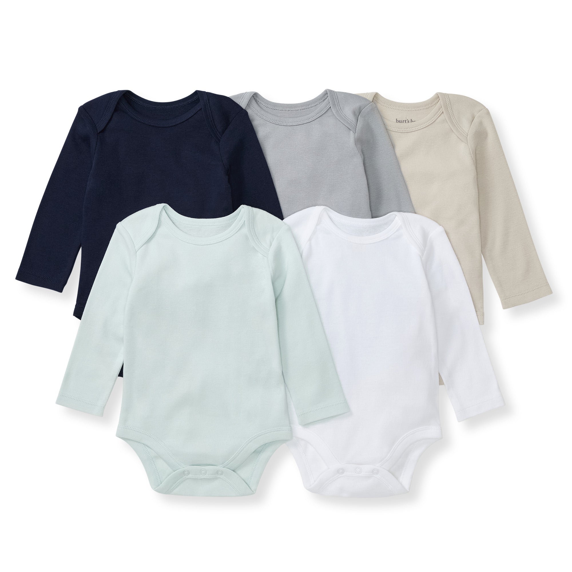 Solid Organic Cotton Long Sleeve Baby Bodysuits 5 Pack - Midnight、mySite、g9winljtr