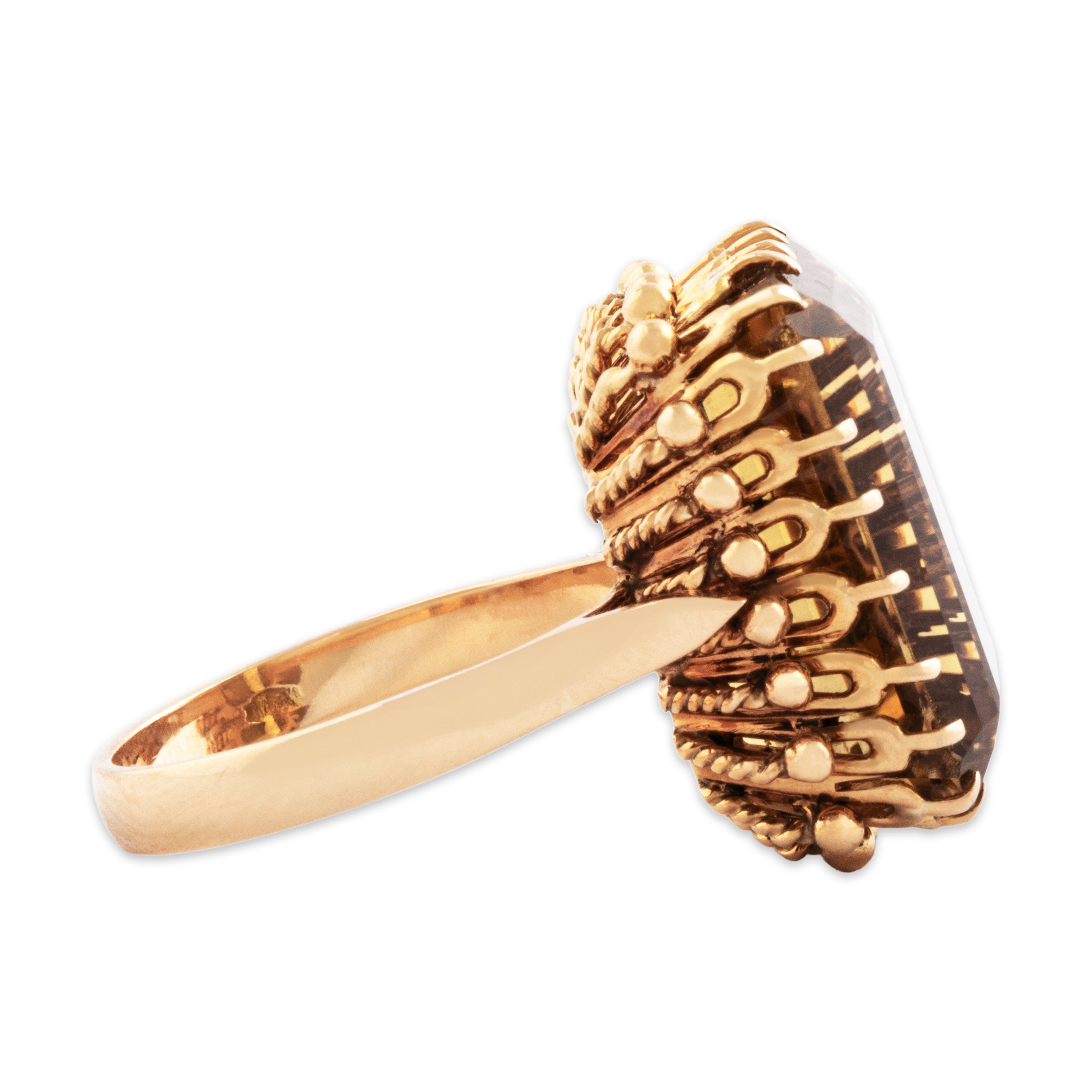 Vintage 18k Yellow Gold 14ct Citrine Fabulous Oversized Cocktail Ring 7.25、mySite、hinf8tx79