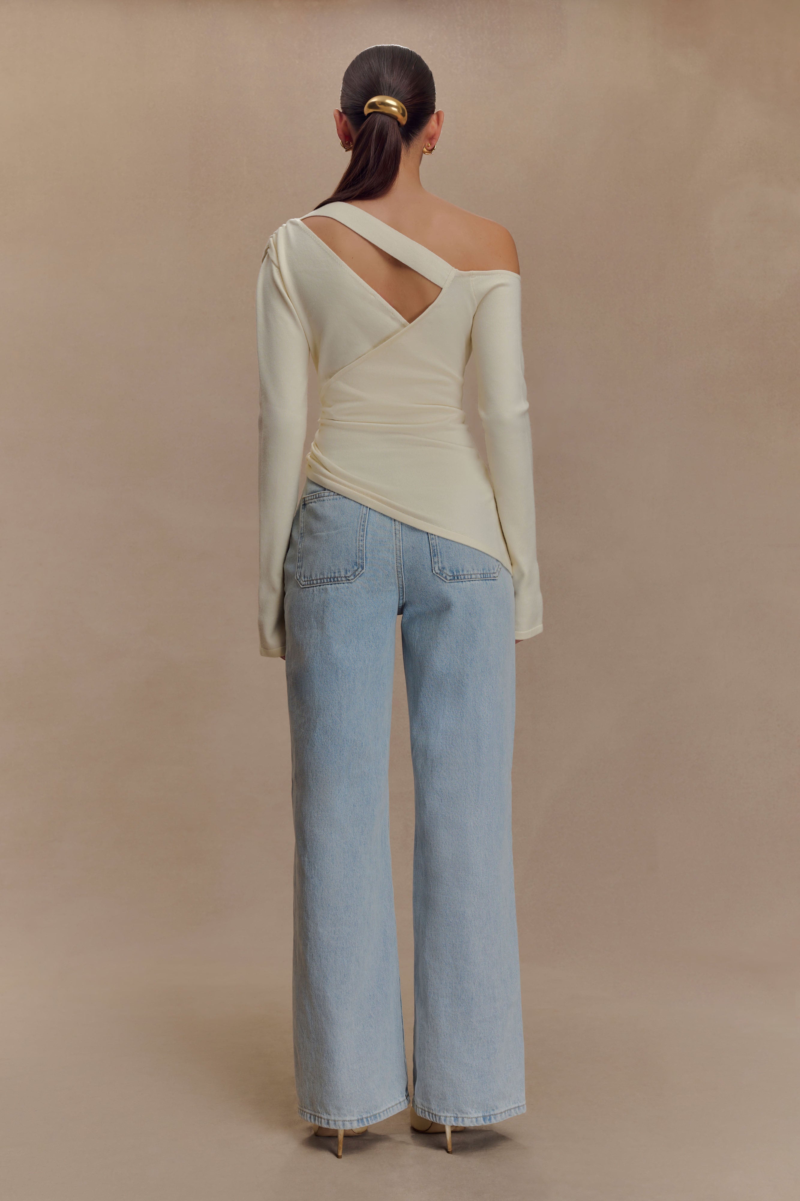 Miles Off Shoulder Knit Top - Ivory、mySite、solidvoid