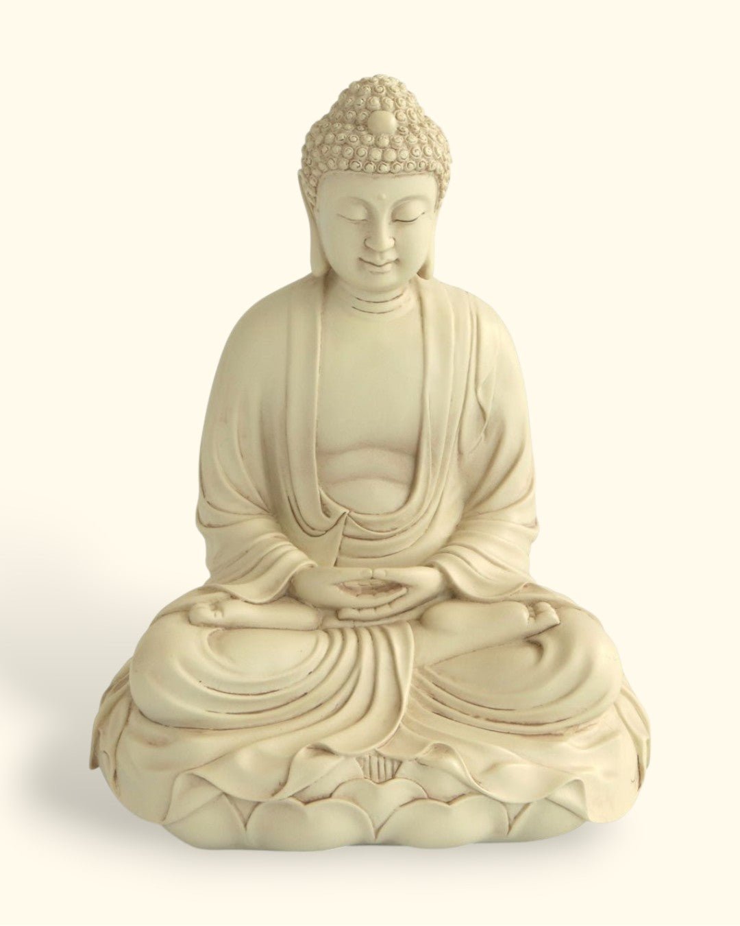 Meditating Buddha Statue on Lotus, Stone Finish, 11 Inches、mySite、topwebapps