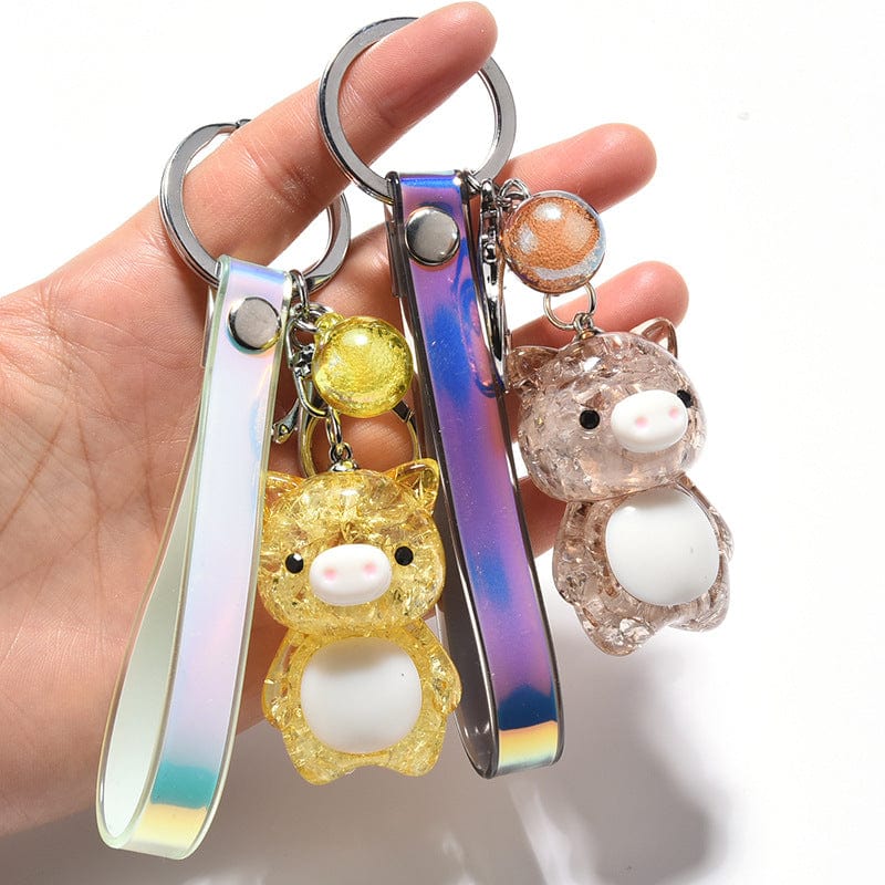 Crackled Acrylic Pig KeyChain, Lights Up! Super Cute for Kids*、mySite、g9winljtr