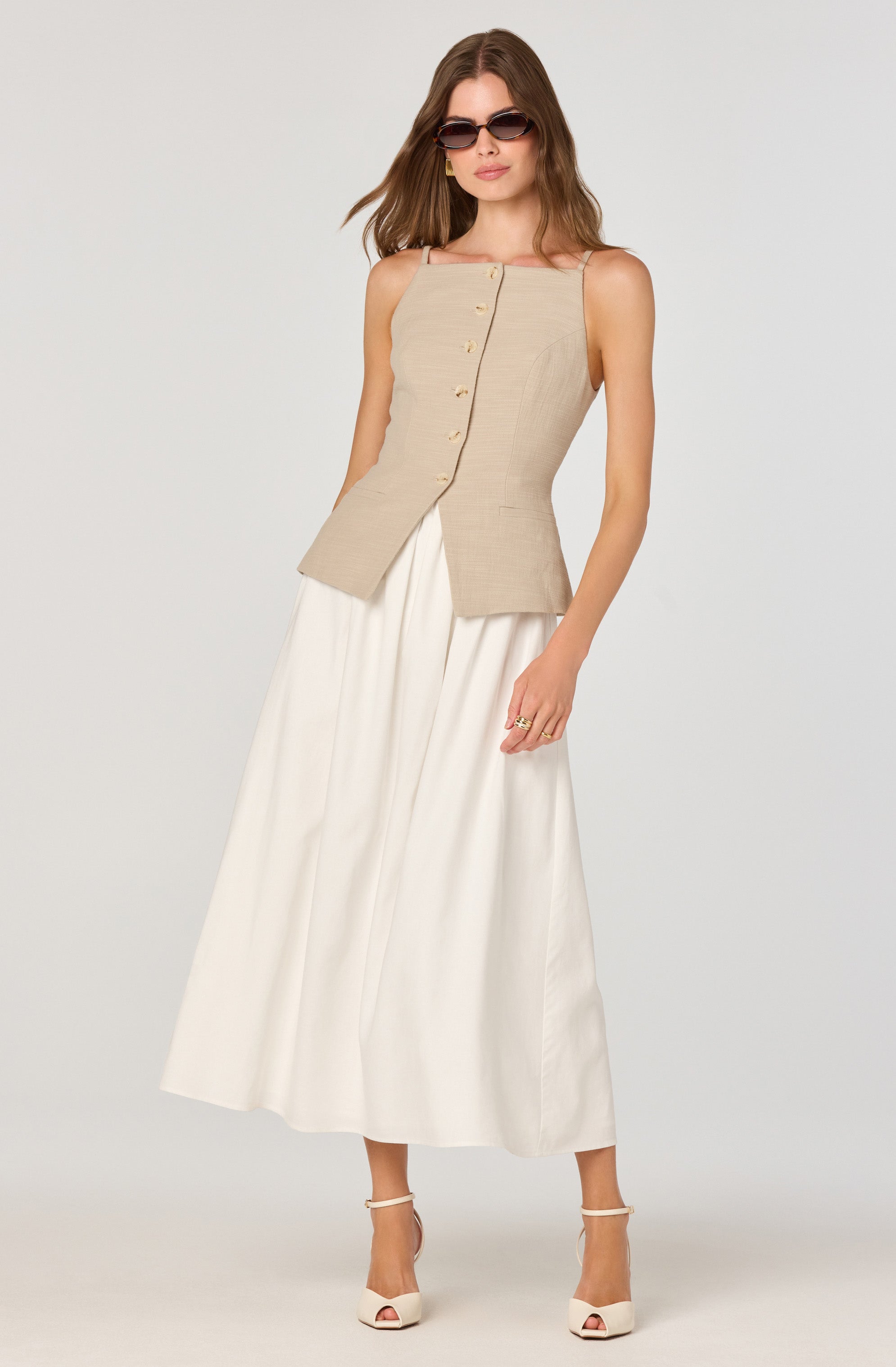 Longline Vest Mixed Media Dress、mySite、solidvoid