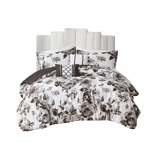 King/Cal King Floral Print Duvet Cover Set、、eastwooduniform