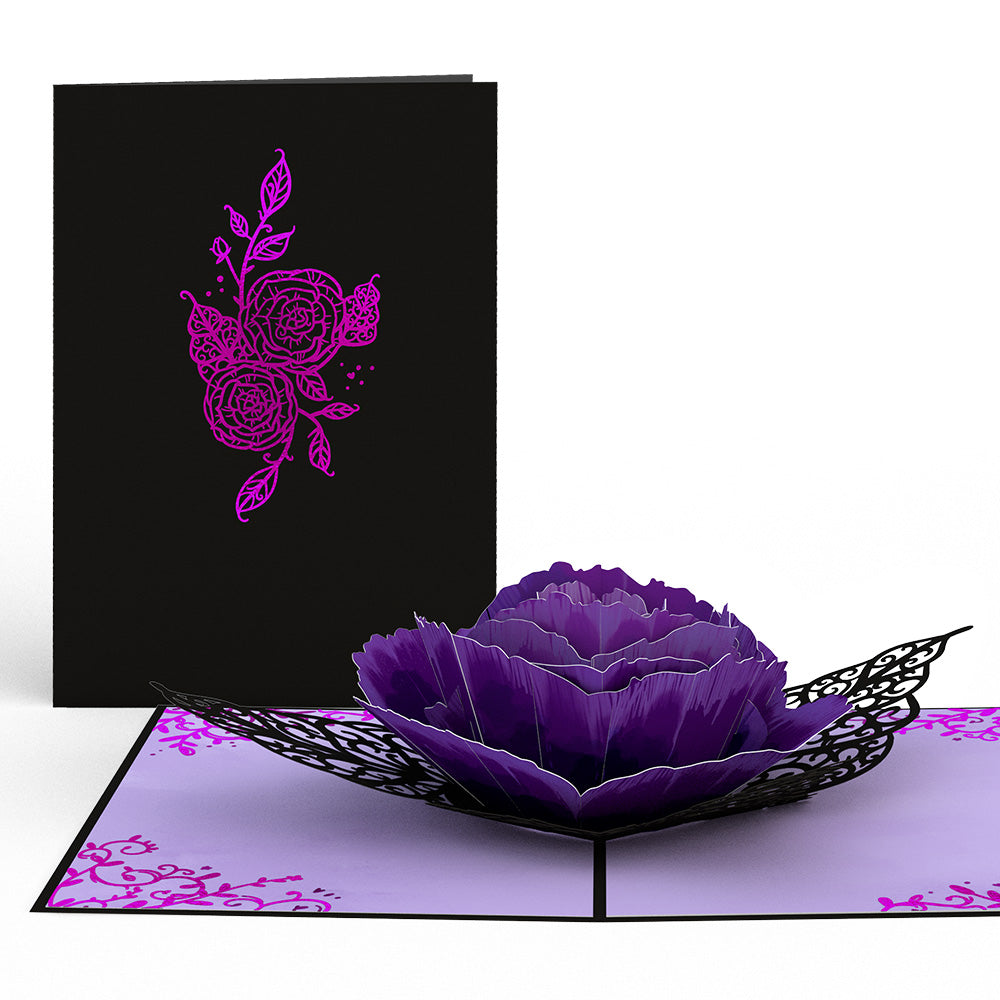 Ornate Purple Rose Bloom Pop-Up Card、mySite、solidvoid