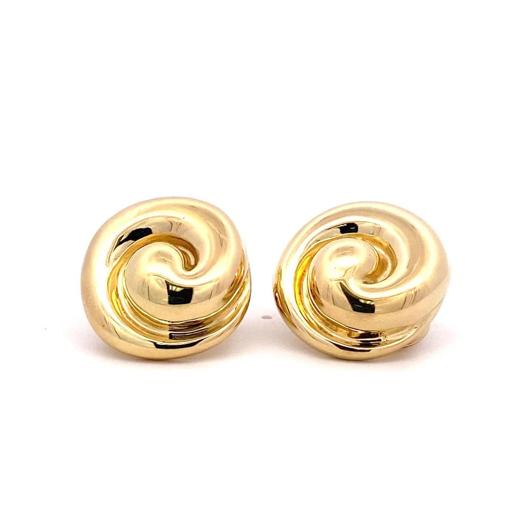 Estate 18K Yellow Gold Swirl Clip On Stud Earrings、mySite、botmansion
