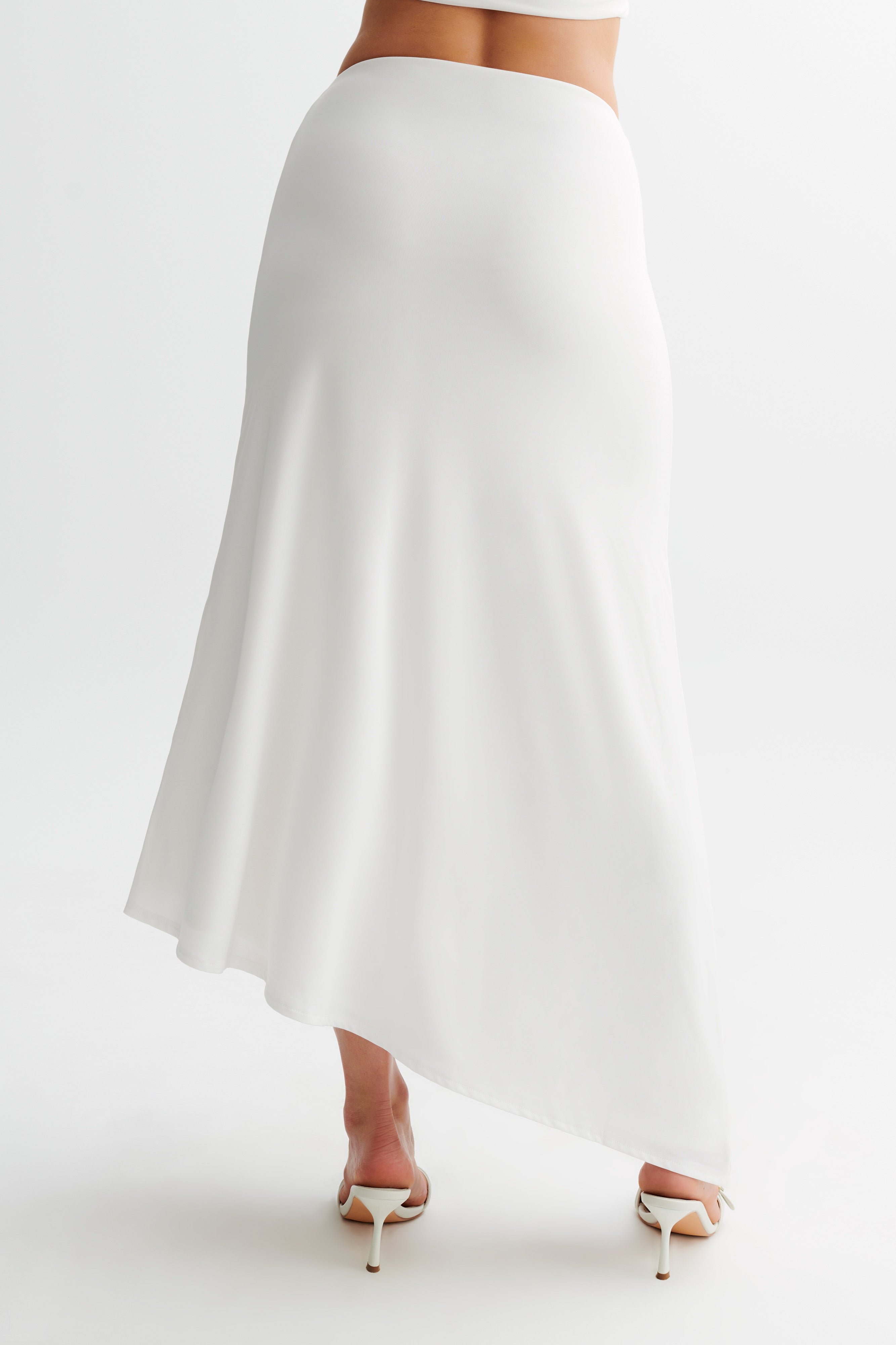 Bea Asymmetrical Slinky Maxi Skirt - White、mySite、solidvoid
