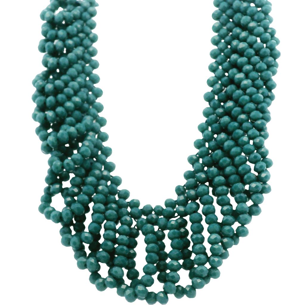  Estate Sterling Silver Braided Turquoise Bead Necklace