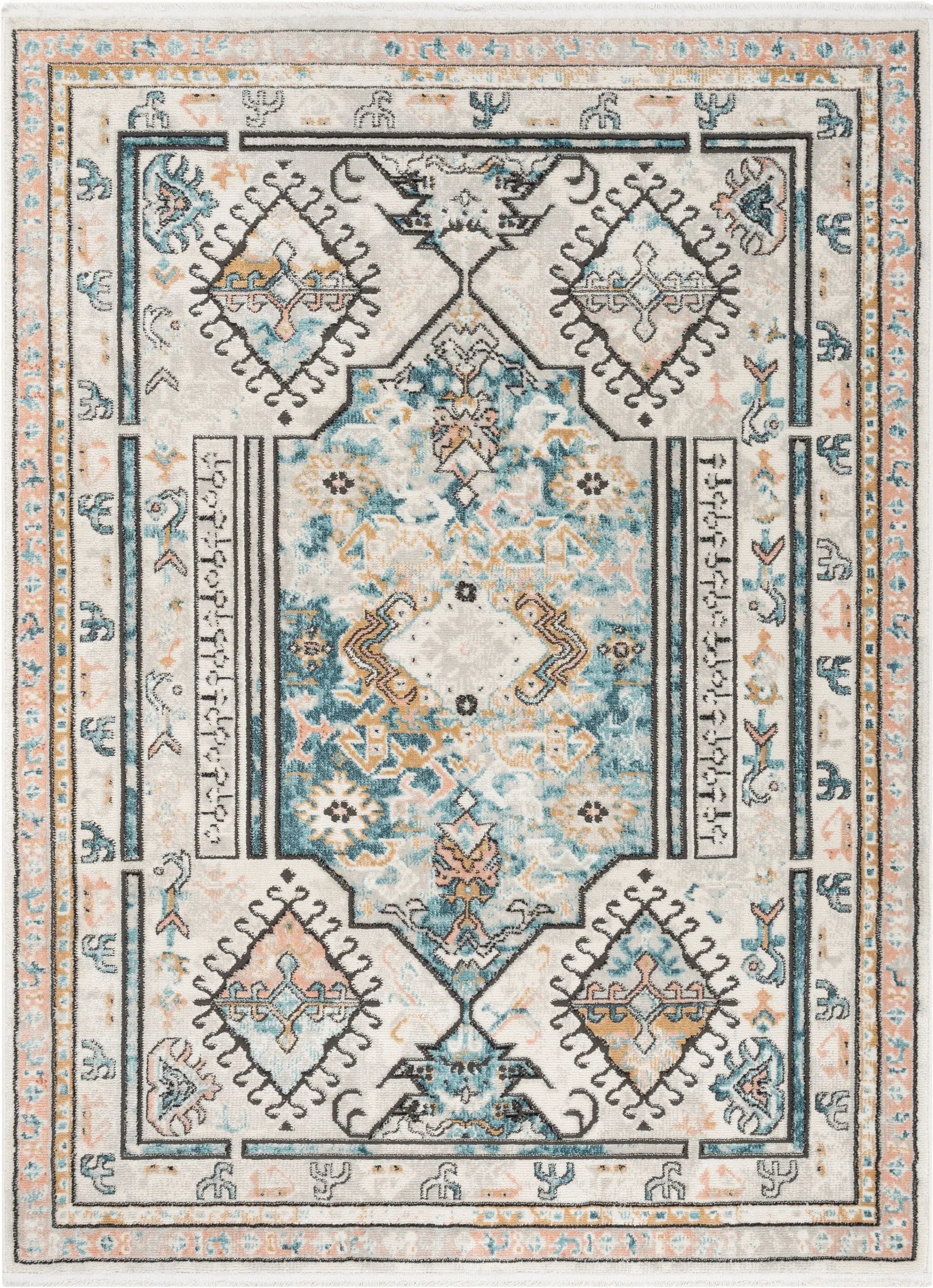 Valeria Bohemian Vintage Oriental Botanical Blue Rug、mySite、gigharbornorthrealestate