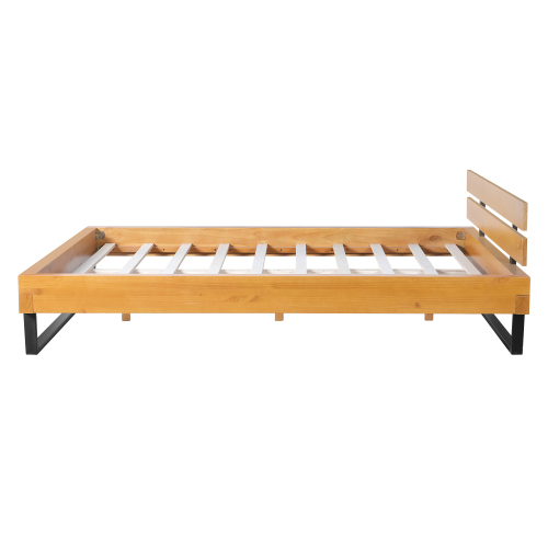 PINE WOOD BED FRAME KING SIZE,NATURAL & BLACK COLOR、、eastwooduniform