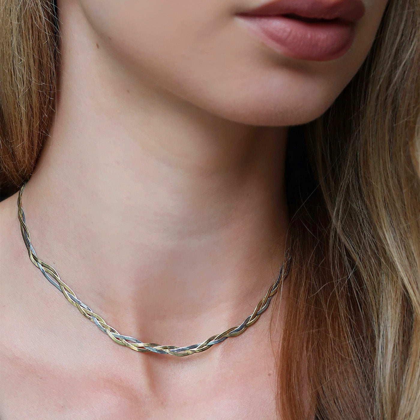 Élevé Braided Snake Necklace, Two-Tone、mySite、botmansion