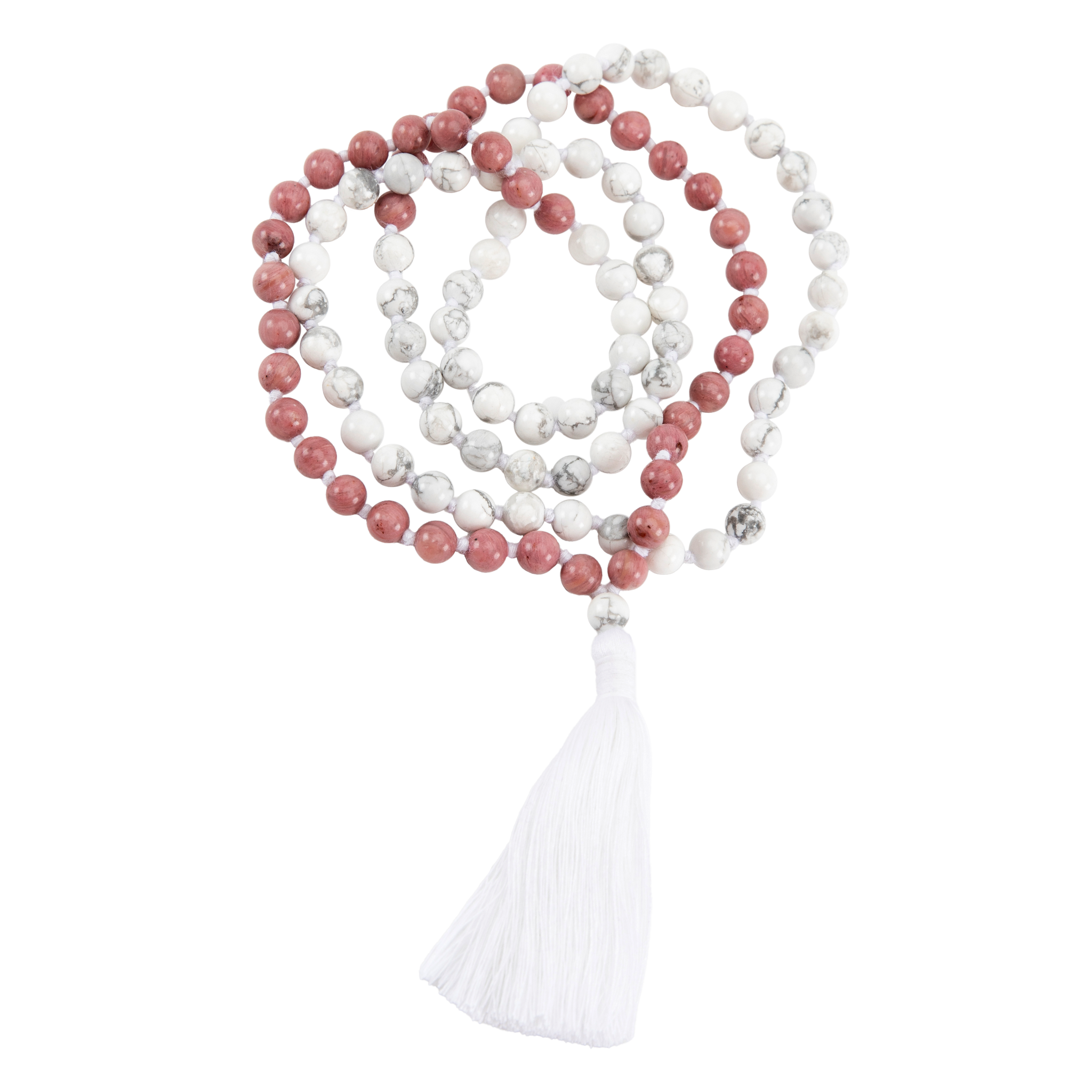 Handmade Prayer Beads: Rhodonite and Howlite Mala、mySite、topwebapps