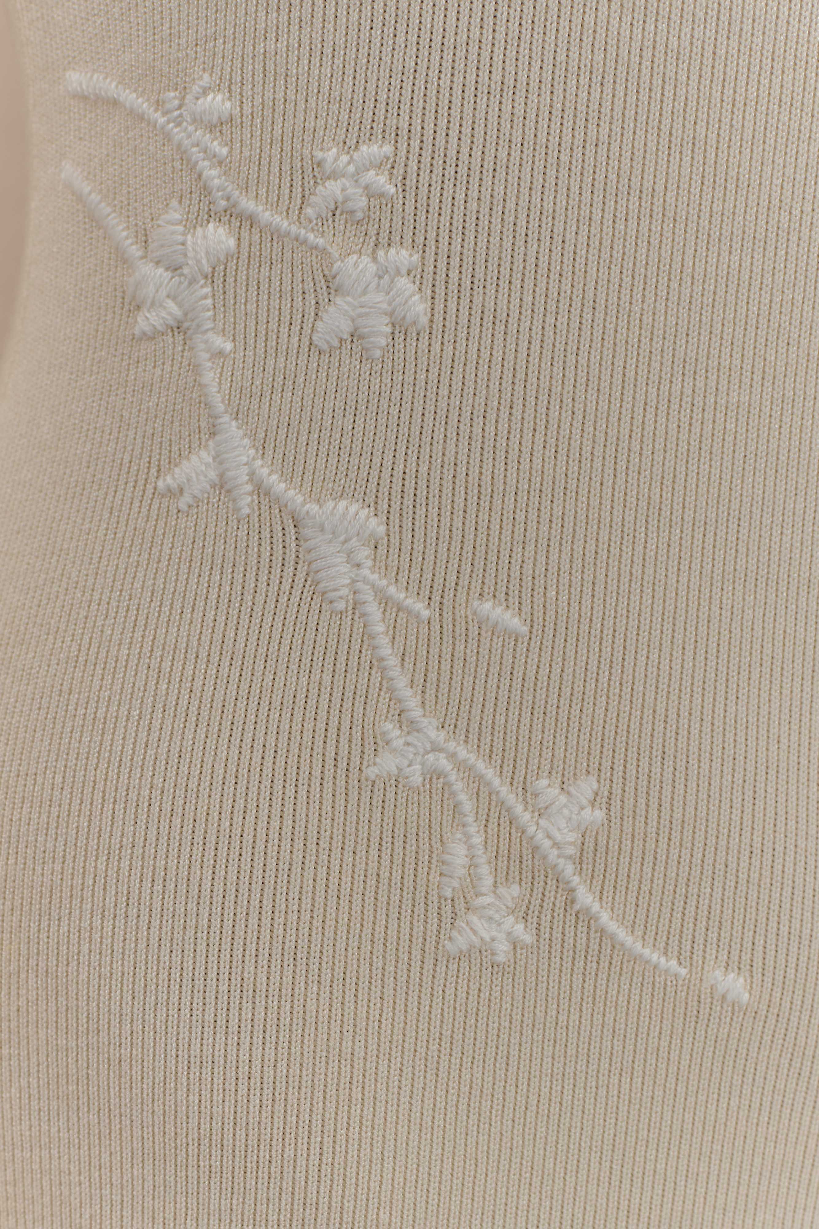 Mckenna Embroidered Knit Midi Dress - Cream And Ivory、mySite、solidvoid