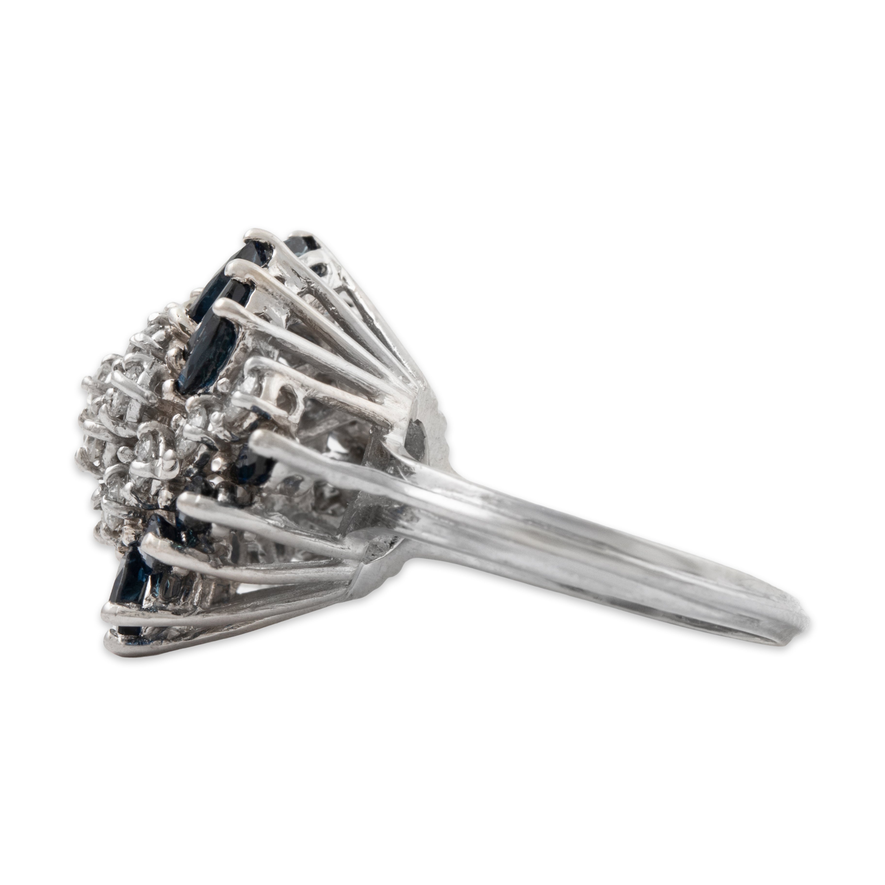 Vintage Large 14k White Gold 2cttw Sapphire .773cttw Diamond Icy Waterfall Ring、mySite、hinf8tx79