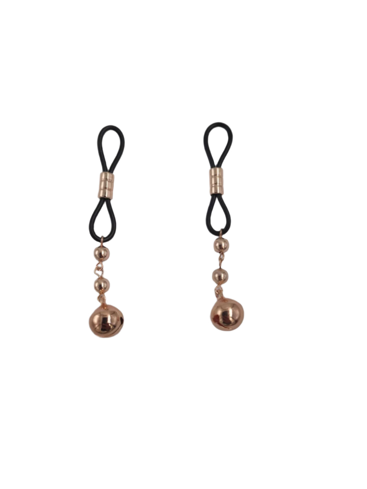 Picante Rose Gold Silicone Nipple Clamps | Bell Charm Pendant | Adjustable、mySite、bottomscart