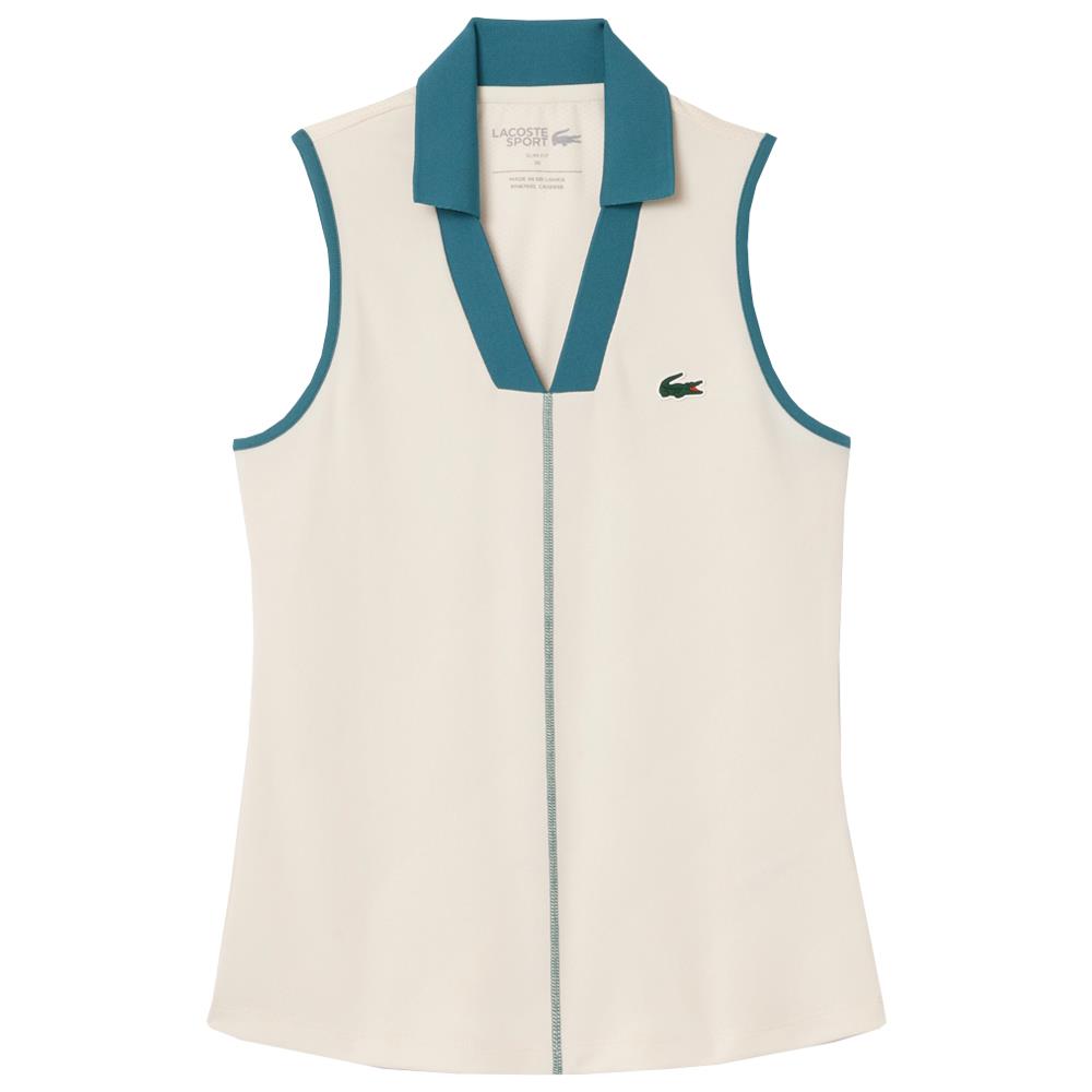 Lacoste Women's Ultra Dry Sleeveless Polo - Cream White/Hydro