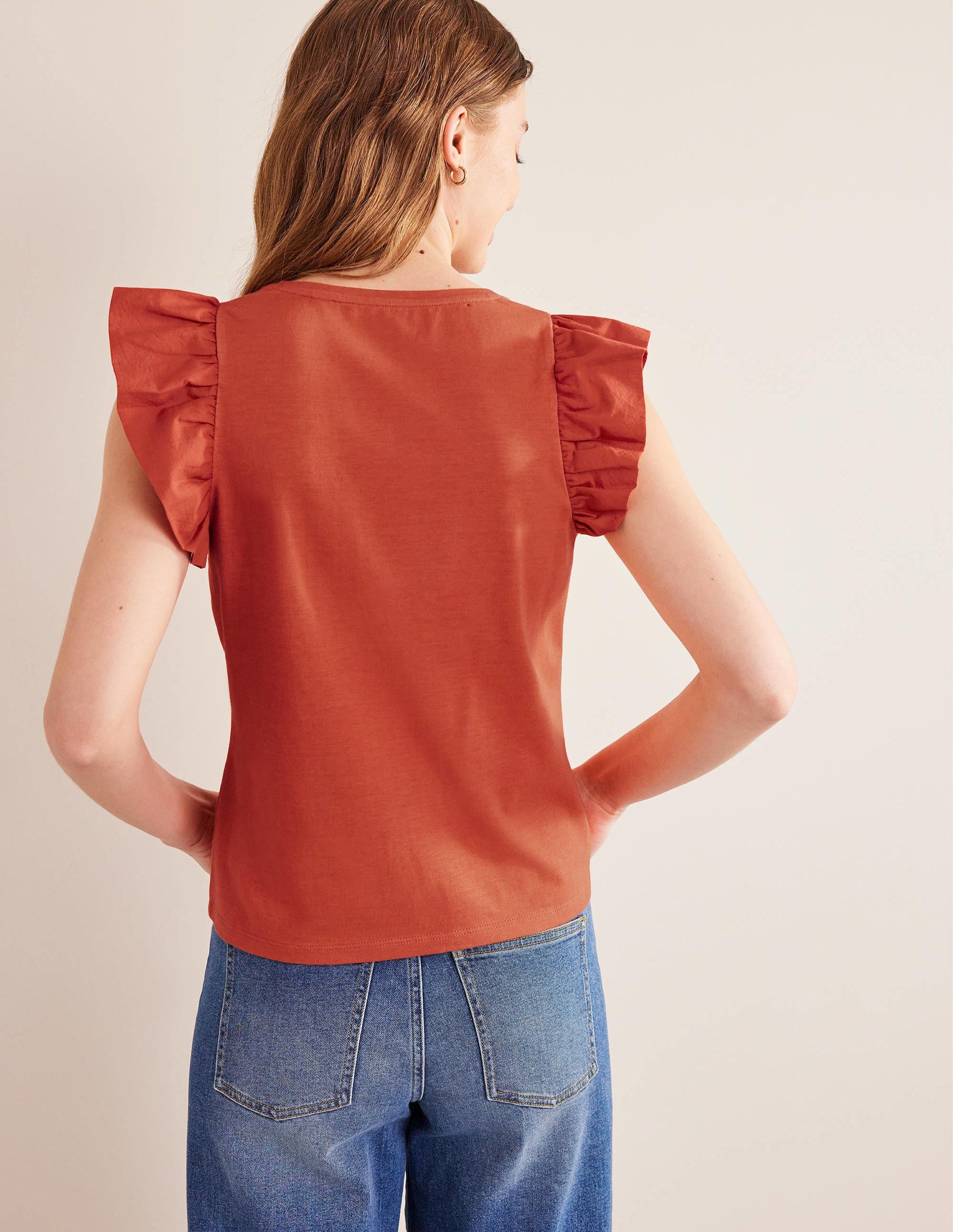  Scoop Front Woven Mix Top-Tomato、mySite、ashleygrahame