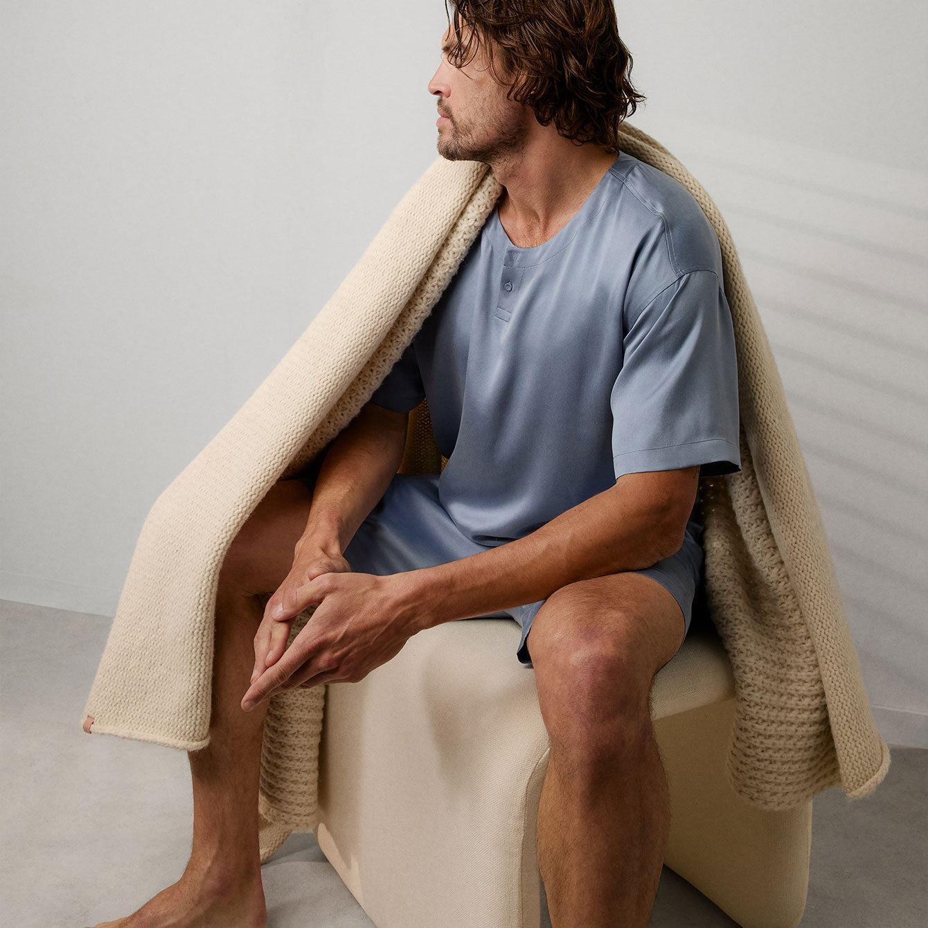 Men's Washable Silk Short Set、mySite、bengalsvssteelers