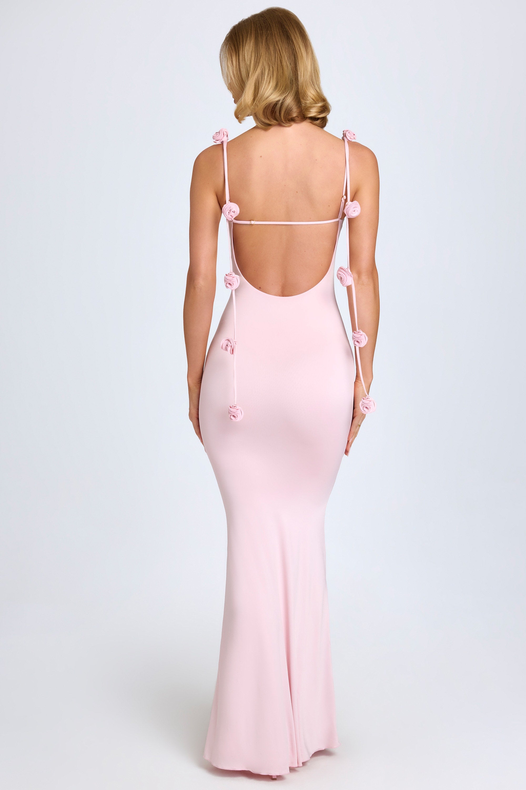 Slinky Jersey Floral-Appliqué Gown in Blush、mySite、solidvoid