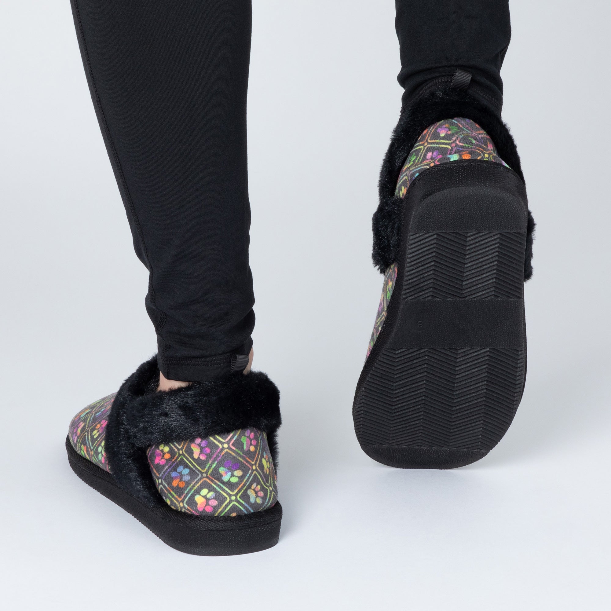 Paw Print Faux Fur Lined Indoor/Outdoor Slippers、mySite、camillekostekn