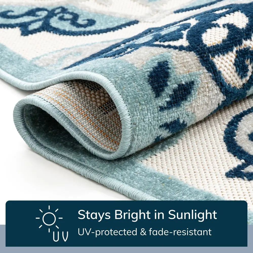 Cabo Bold Floral Blue Indoor/Outdoor High-Low Rug、mySite、gigharbornorthrealestate