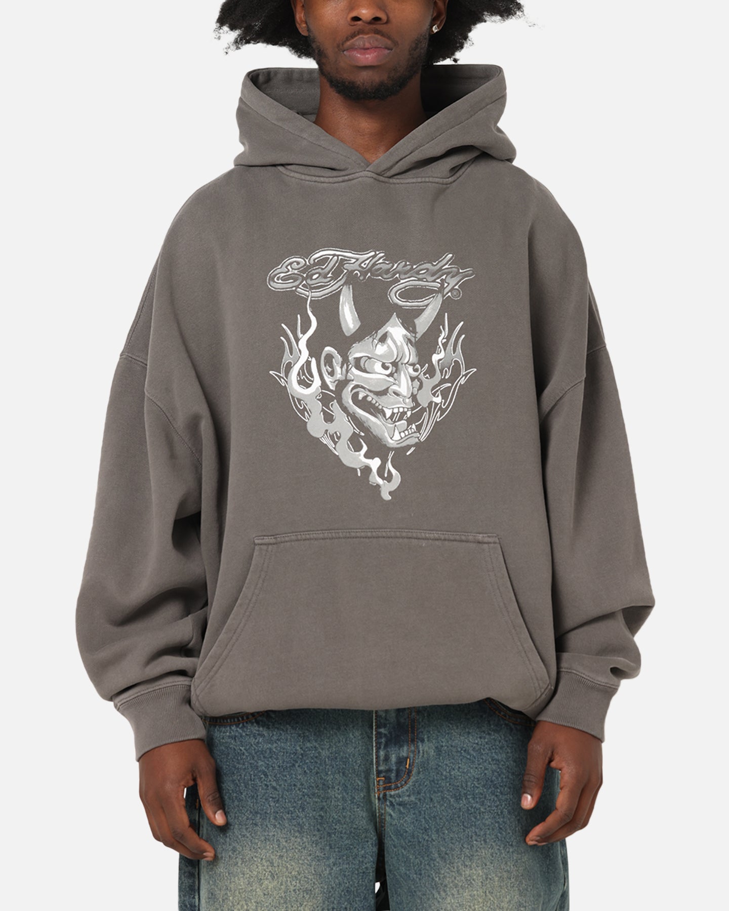 Ed Hardy Double Horns Hoodie Washed Charcoal、mySite、zt4zffjzw