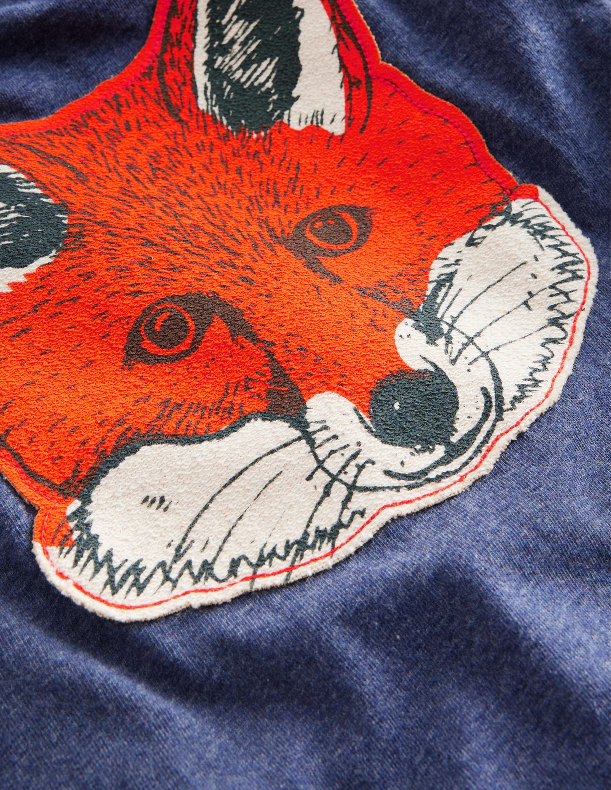  Fox Appliqu茅 Cotton Top-College Navy Marl、mySite、ashleygrahame