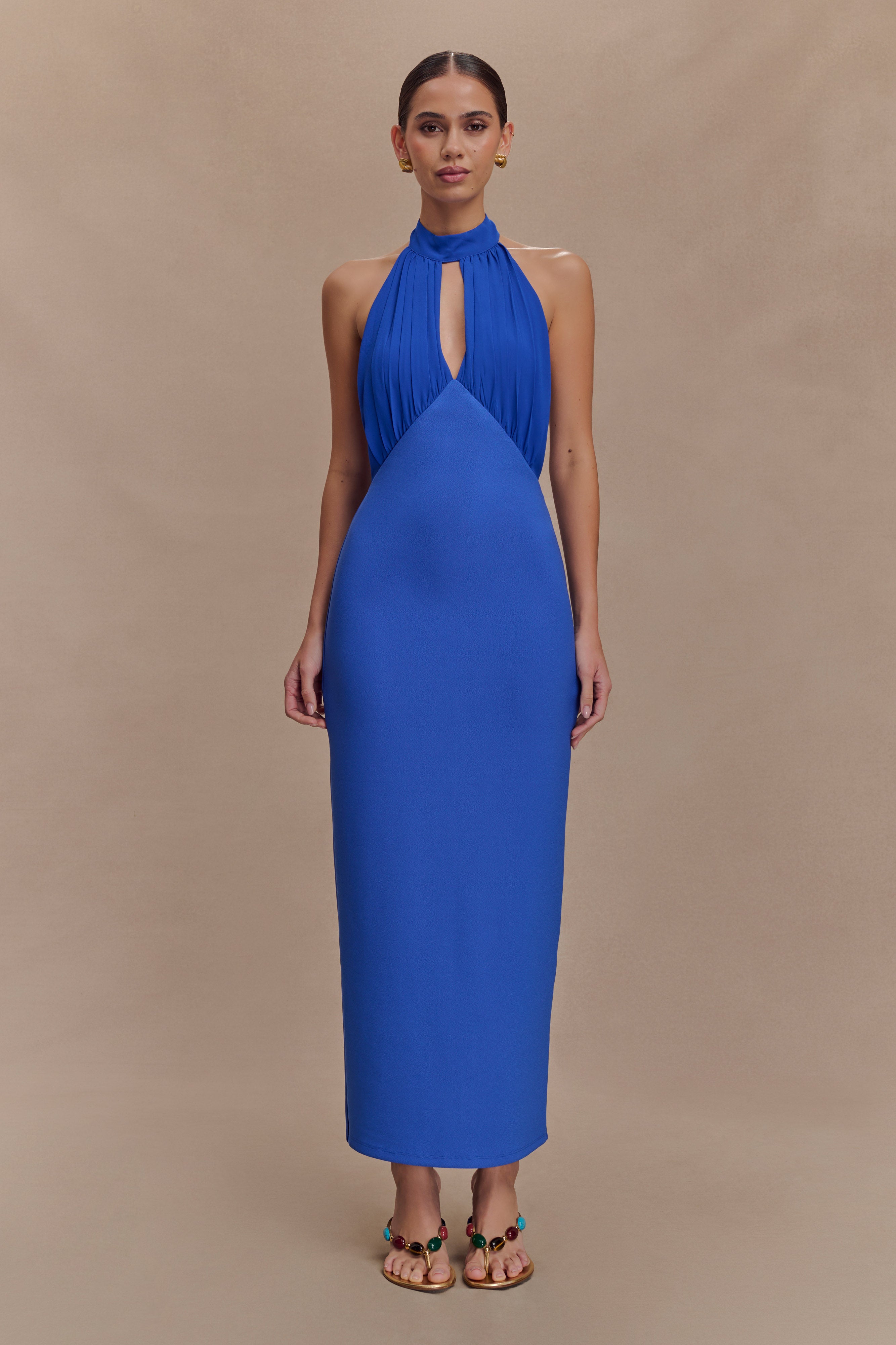Mierah Halter Midi Dress - Cobalt Blue、mySite、solidvoid