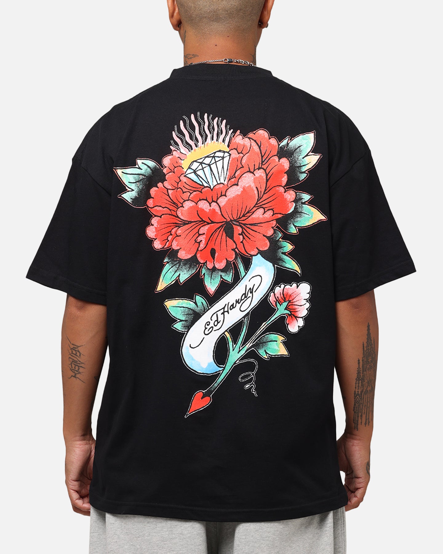 Ed Hardy Flourish Script T-Shirt Black、mySite、zt4zffjzw