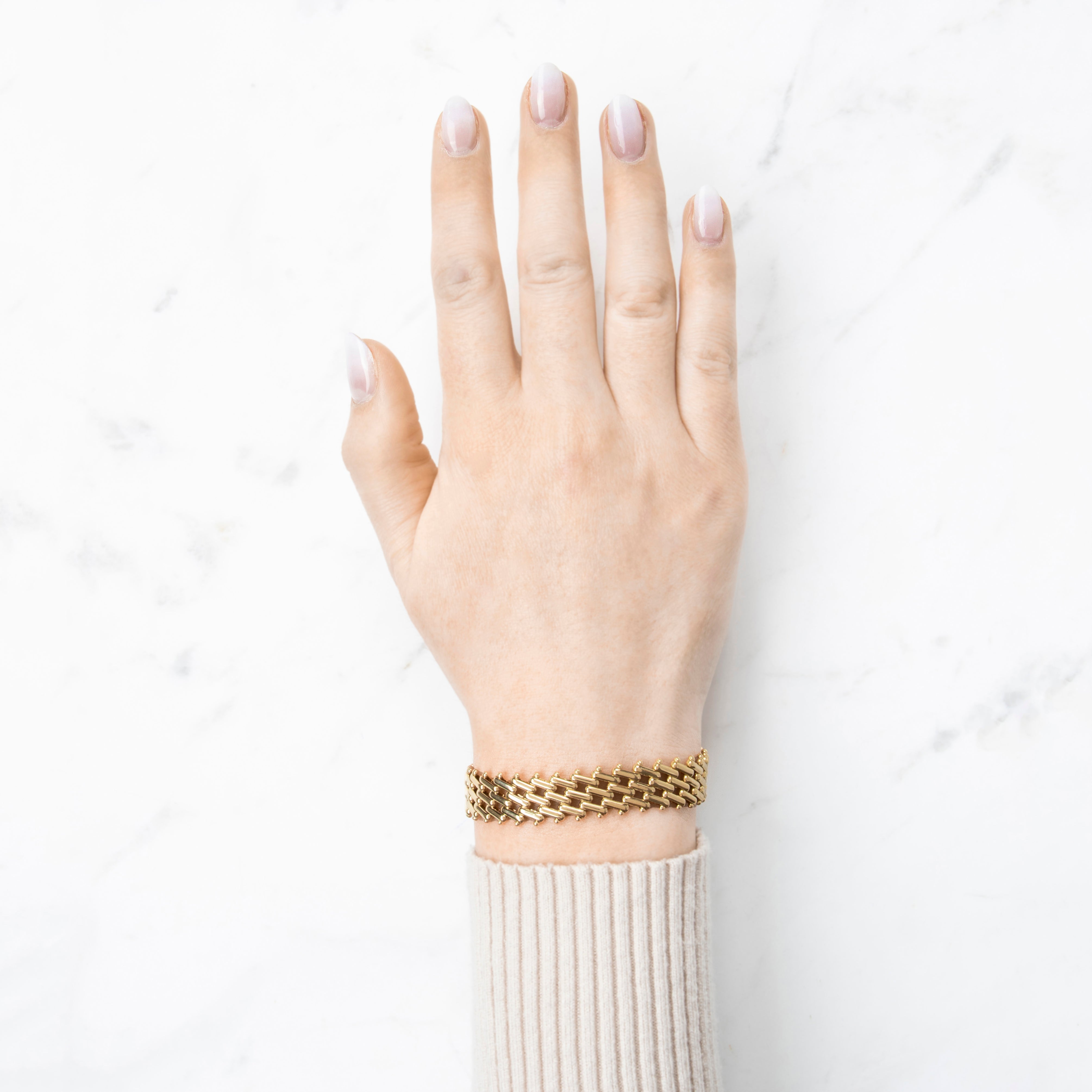 Vintage Italian 14k Yellow Gold Wonderful Woven Chain Bracelet 6.75、mySite、hinf8tx79