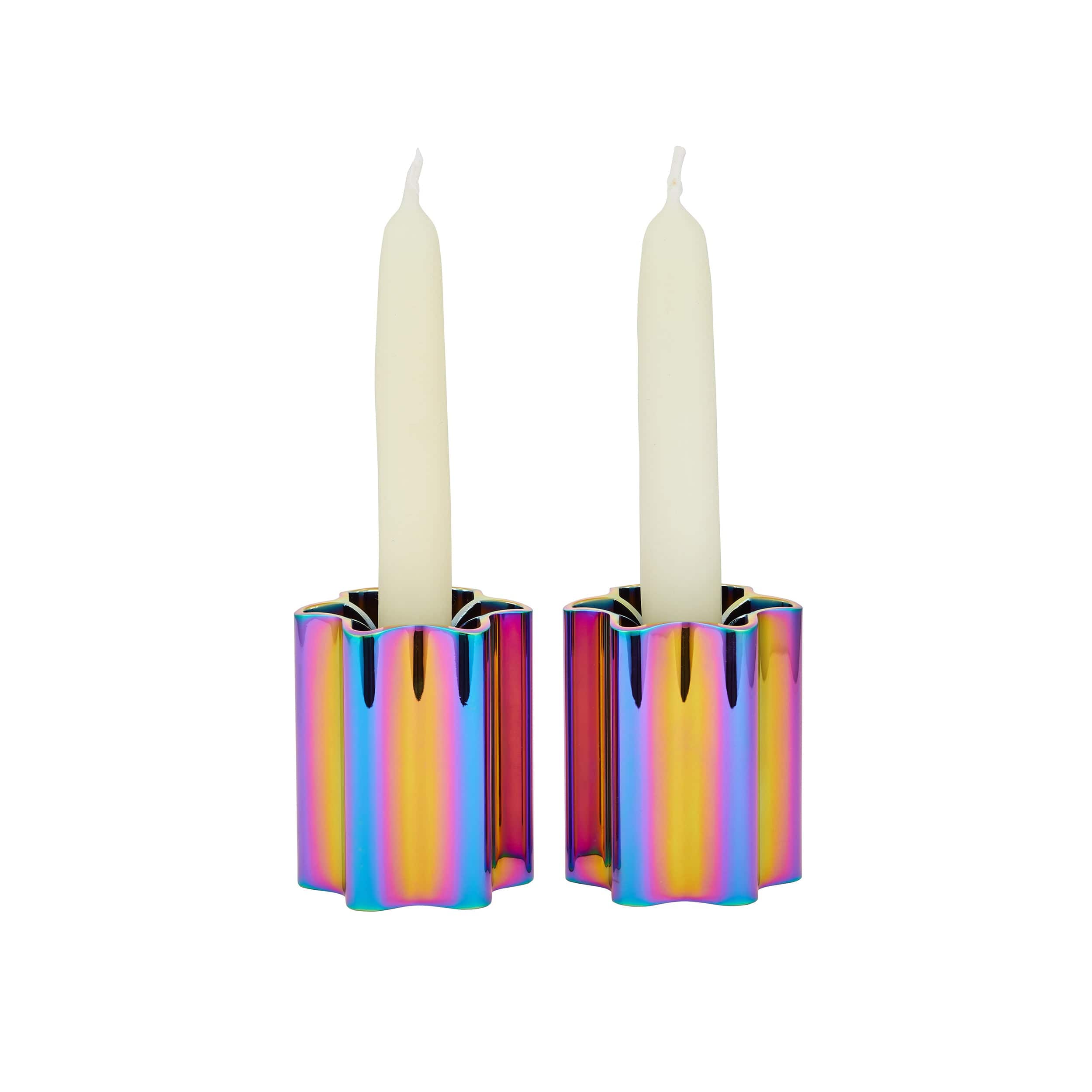 Modern Mensch Shabbat Candle Holders - Rainbow、mySite、topwebapps
