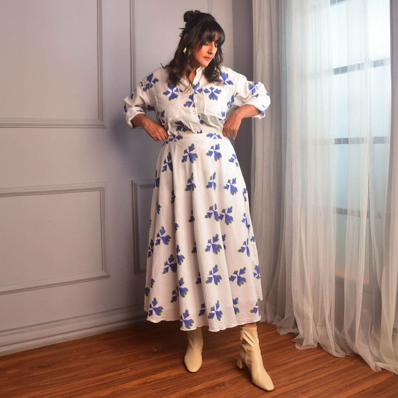 Cotton Skirt For Women | Floral Block Print | White、mySite、camillekostekn