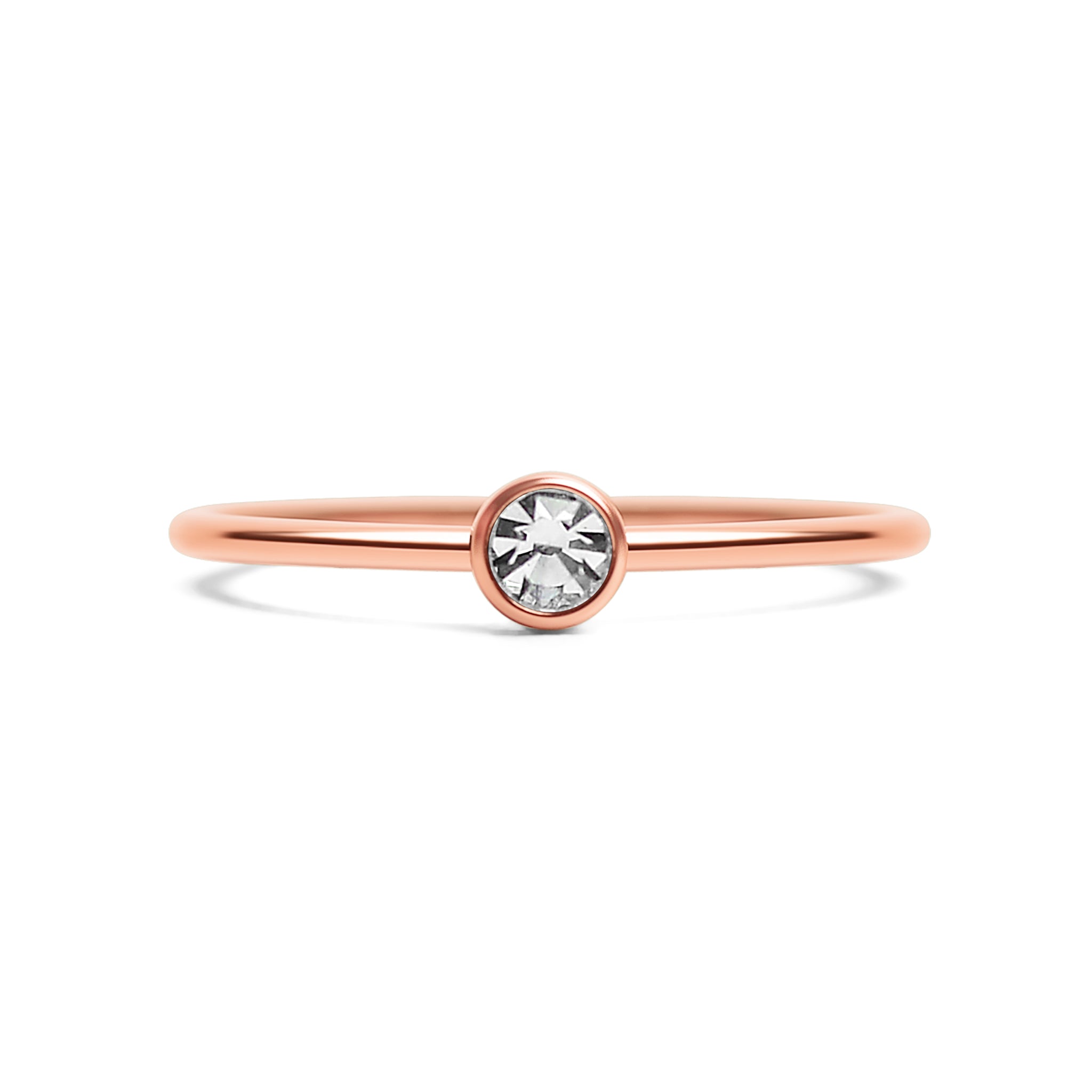 18k Rose Gold PVD Coated Stainless Steel Birthstone Stacking Ring / ZRJ1002、mySite、dreamappss