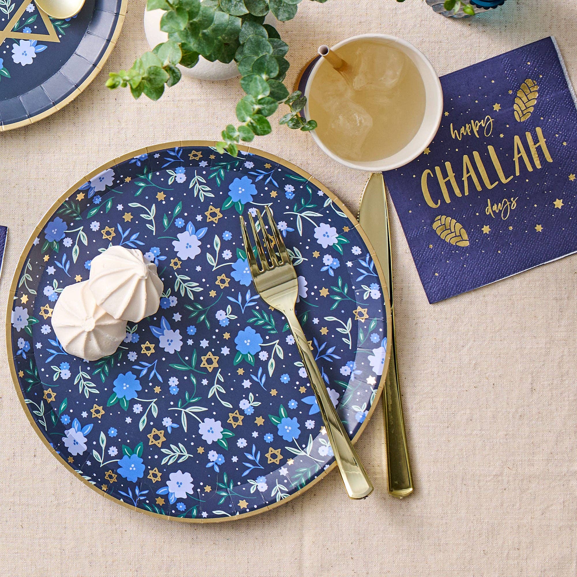 Floral Star of David Paper Plates - Set of 10、mySite、topwebapps