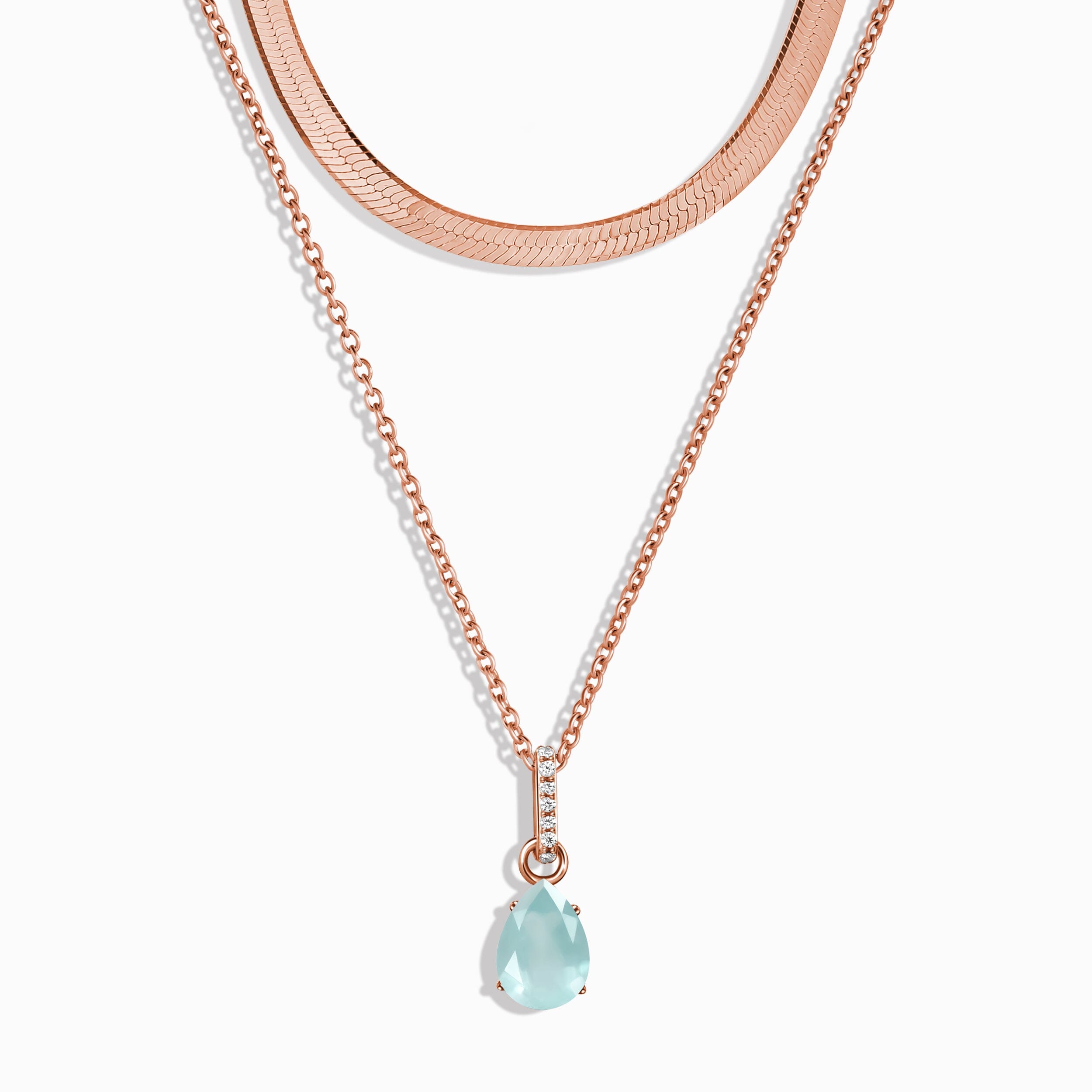 Aquamarine Birthstone Sway Necklace & Herringbone Chain、mySite、hinf8tx79