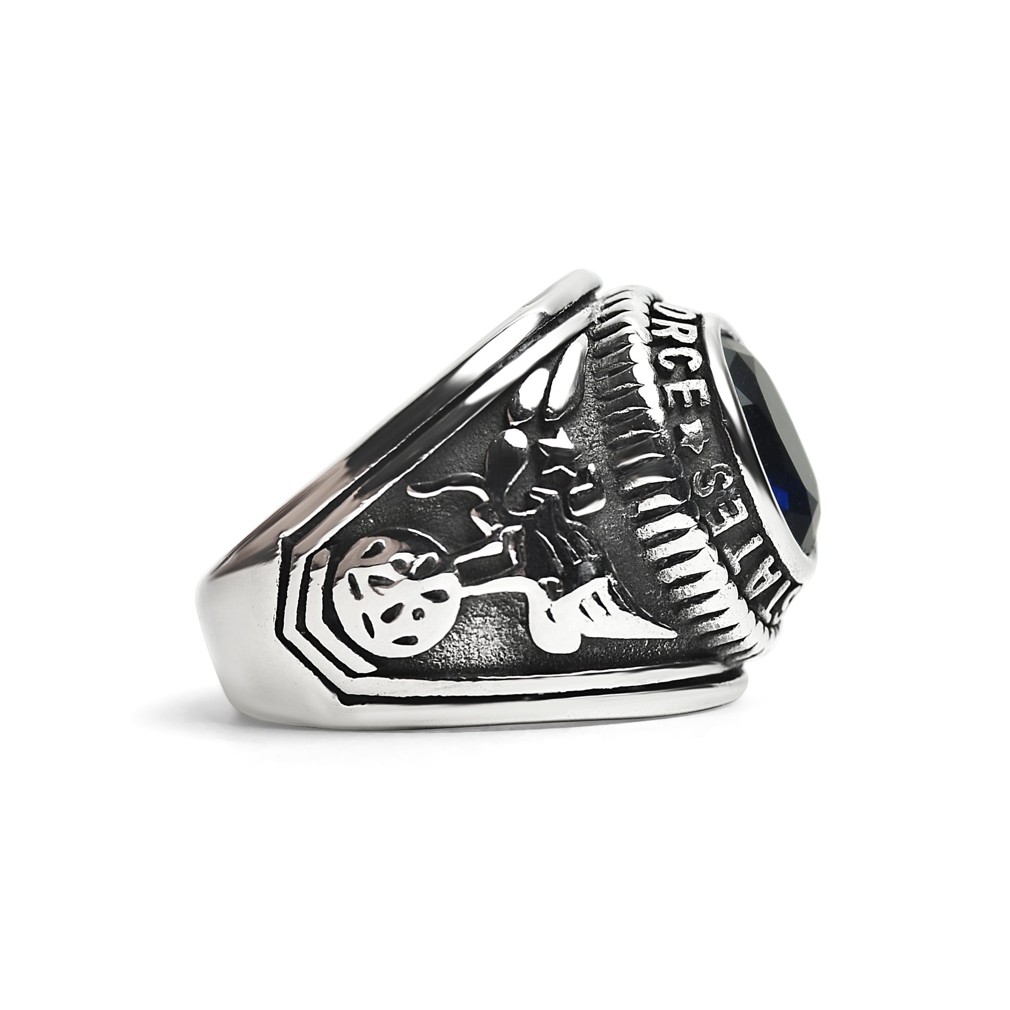 Stainless Steel United States Air Force Military Men's Ring with Blue Stone / MCR3080、mySite、dreamappss